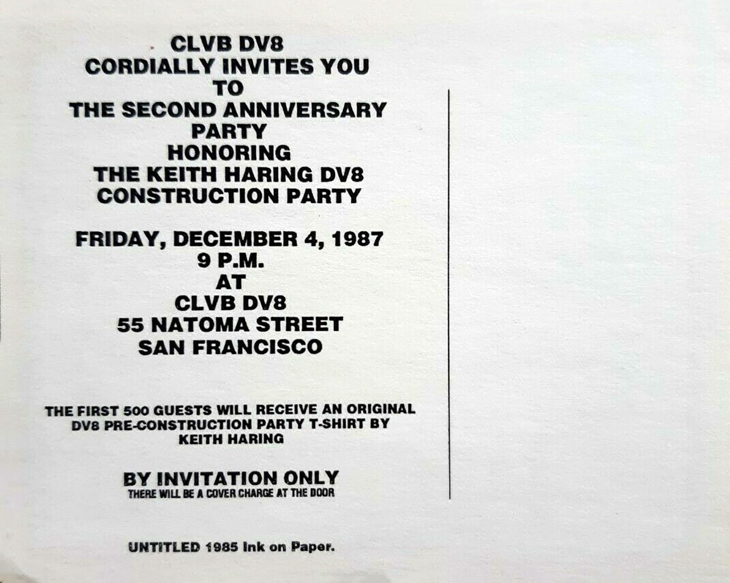 Keith Haring Club DV8 (announcement) 2
