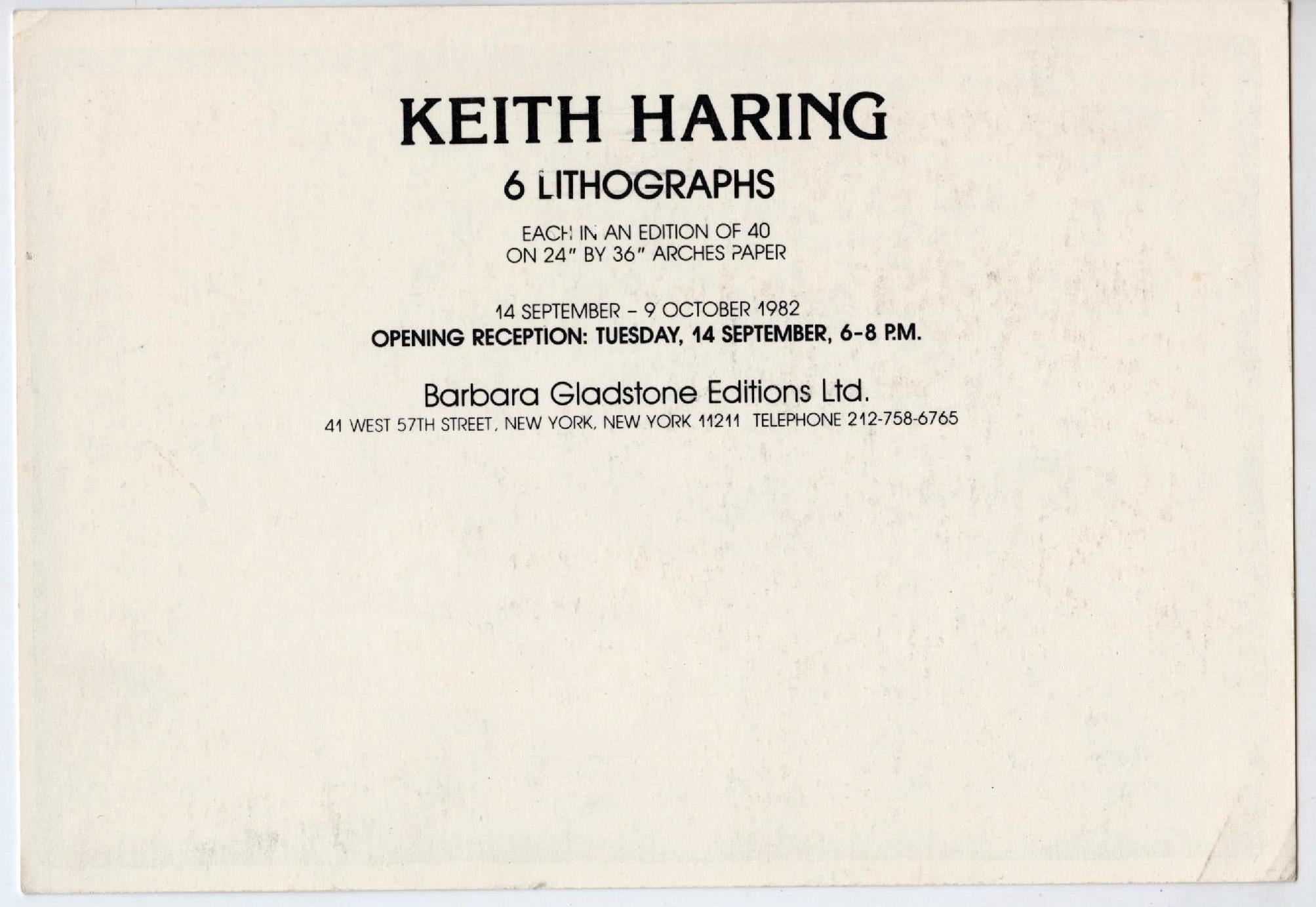 Keith Haring at Barbara Gladstone 1982 (Keith Haring 6 Lithographs announcement) 1
