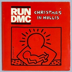 Rare Original Keith Haring Vinyl Record Art (Run Dmc Christmas)