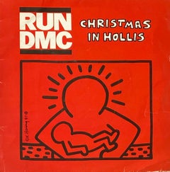 Rare Original Keith Haring Vinyl Record Art (Run Dmc Christmas)