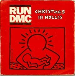 Rare Original Keith Haring Vinyl Record Art (Run Dmc Christmas)