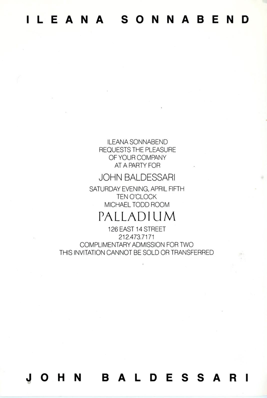 John Baldessari The Palladium NYC 1986 (announcement)  1