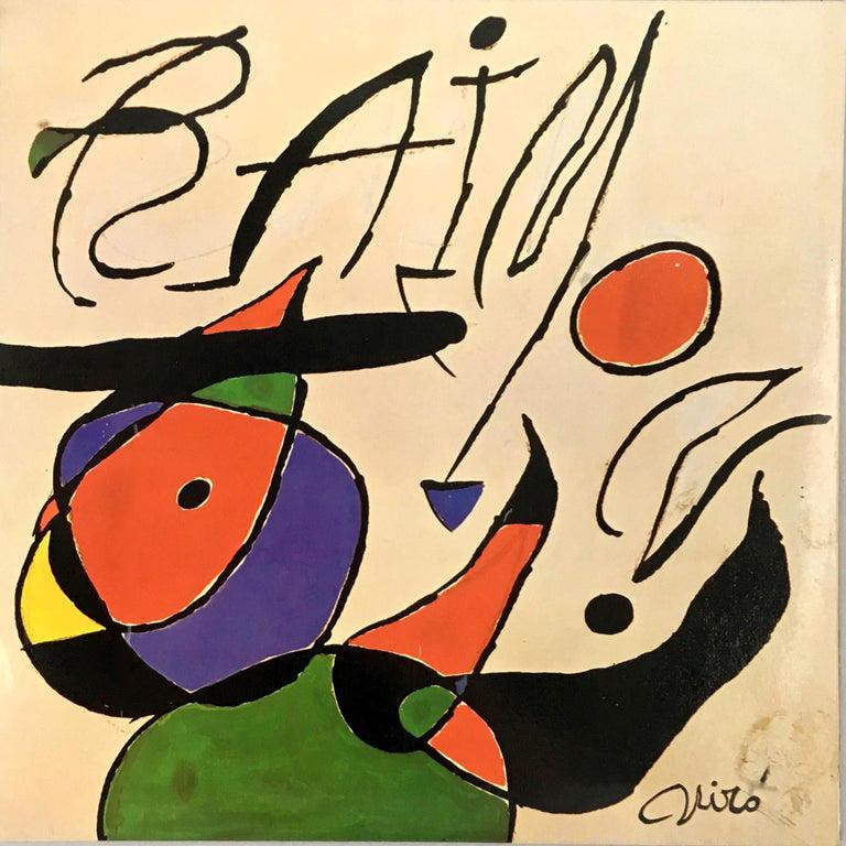 Joan Miró vinyl album art, 1979:
Raimon and Joan Miró were close friends that first collaborated on the 1966 album Cançons de la roda del temps. In 1979, Miró designed a cover for the album Quan la aigua queixa, including the name of Raimon in large