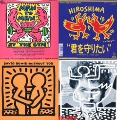 1980s Keith Haring Record Art: set of 4  (1980s Keith Haring album cover art)