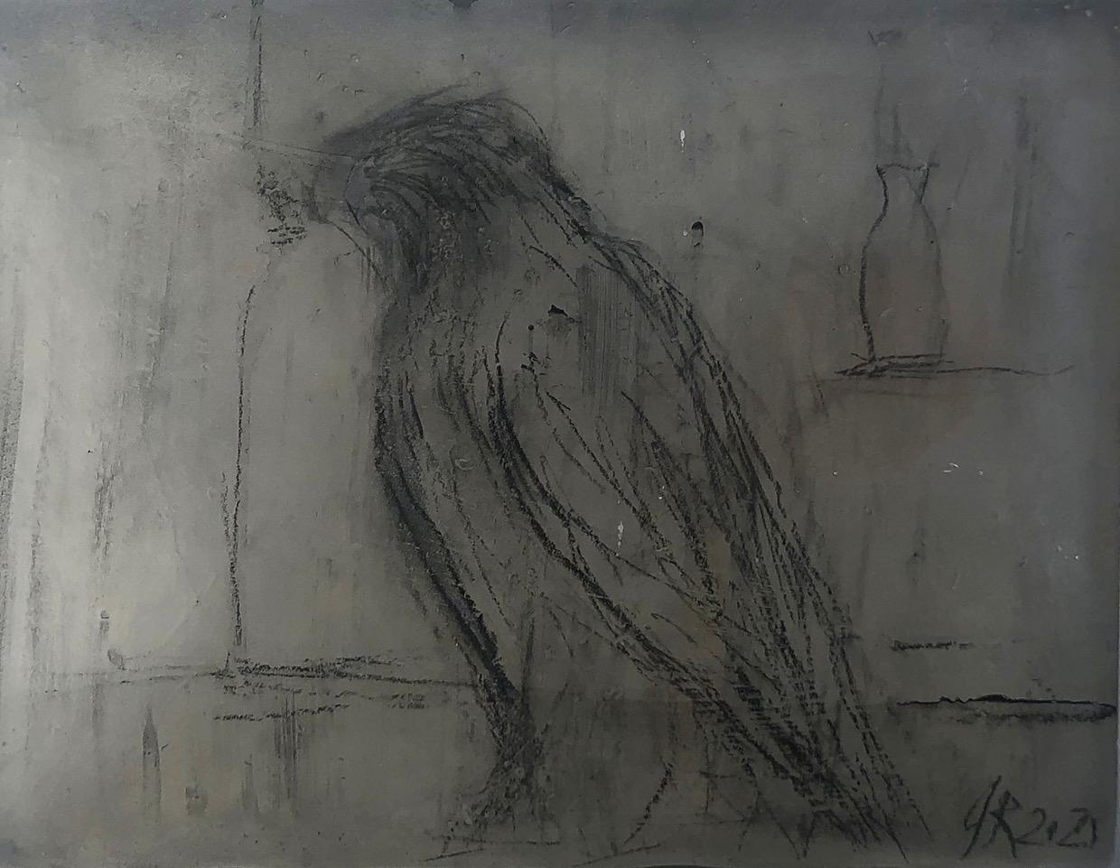 Jane Rosen Animal Art - Hawk on glass 2