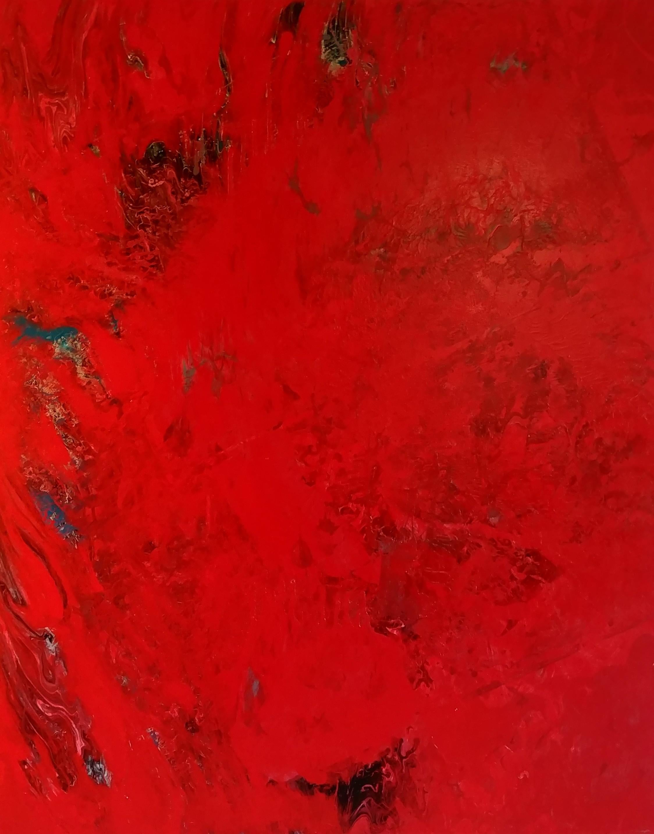 Nancy Seibert Abstract Painting - Bursting Forth-Red 60 X 48
