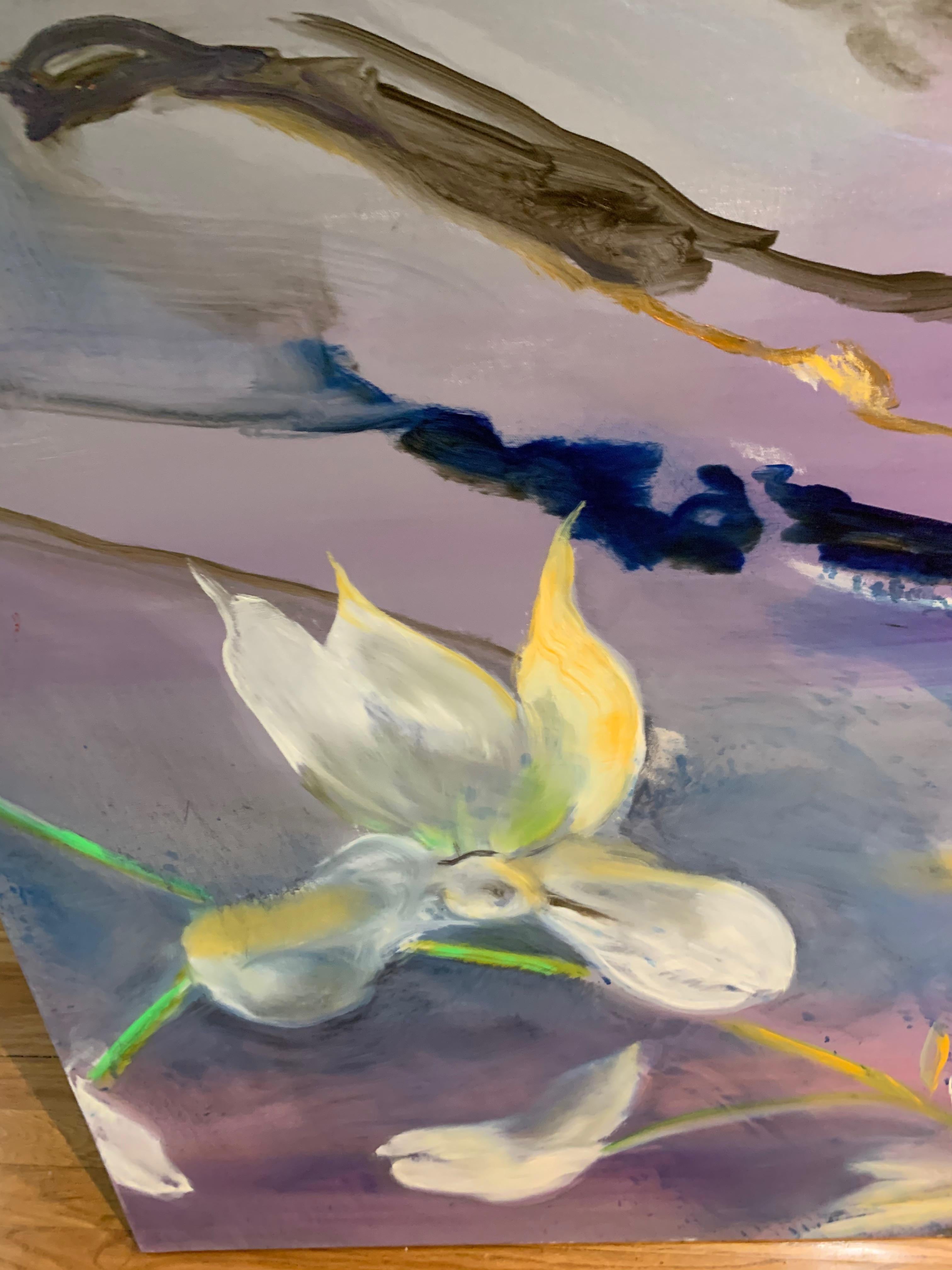 Tríptico Violeta Agua Orgánica 48 X 108 - Art Contemporáneo de Antonio Ugarte