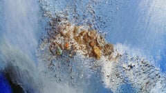 Joy in the Morning-Deep Blue Abstract Diptych with Fool's Gold 48"X96"