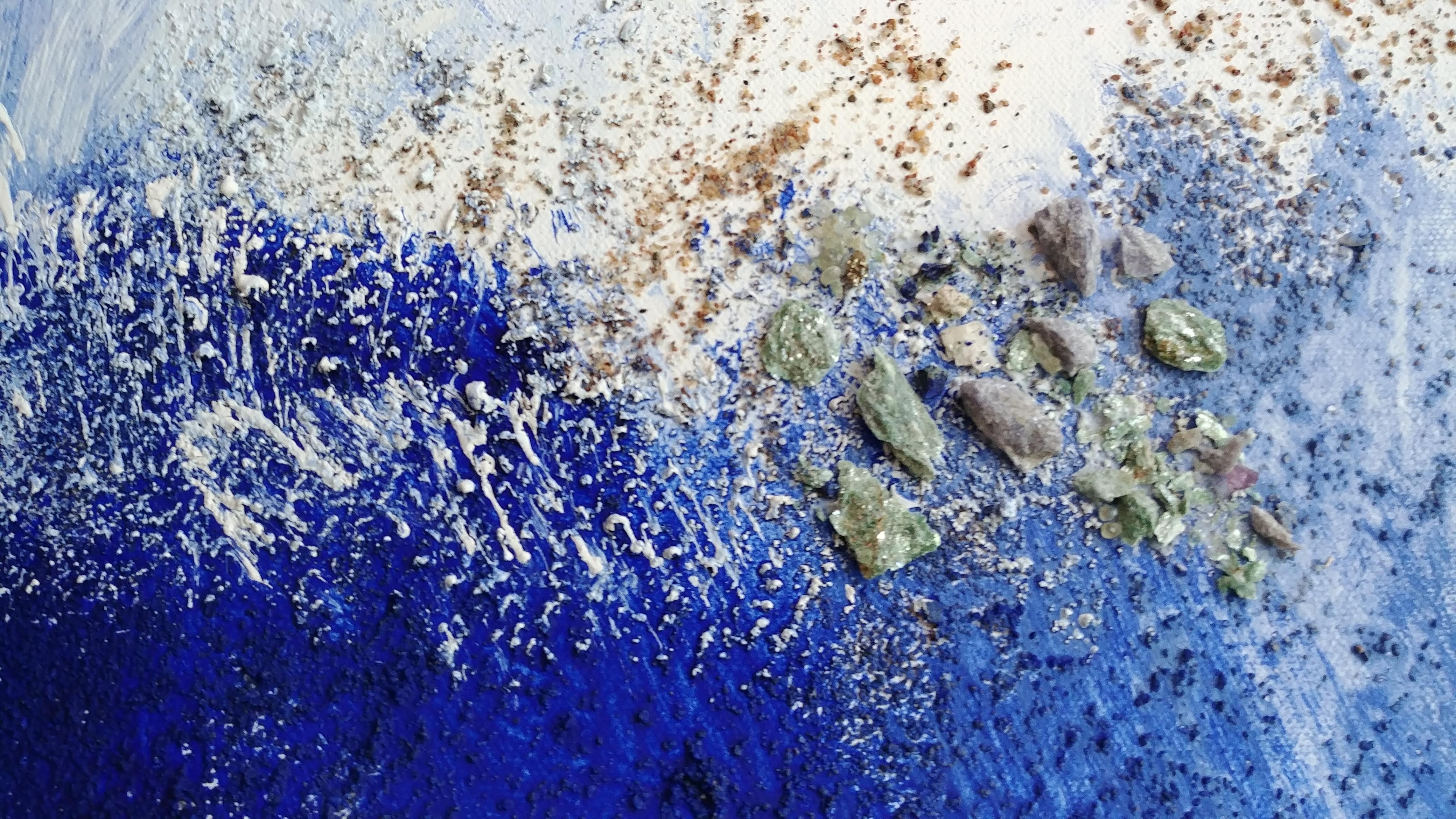 Joy in the Morning - Diptyque abstrait bleu profond avec Fool's Gold 48 