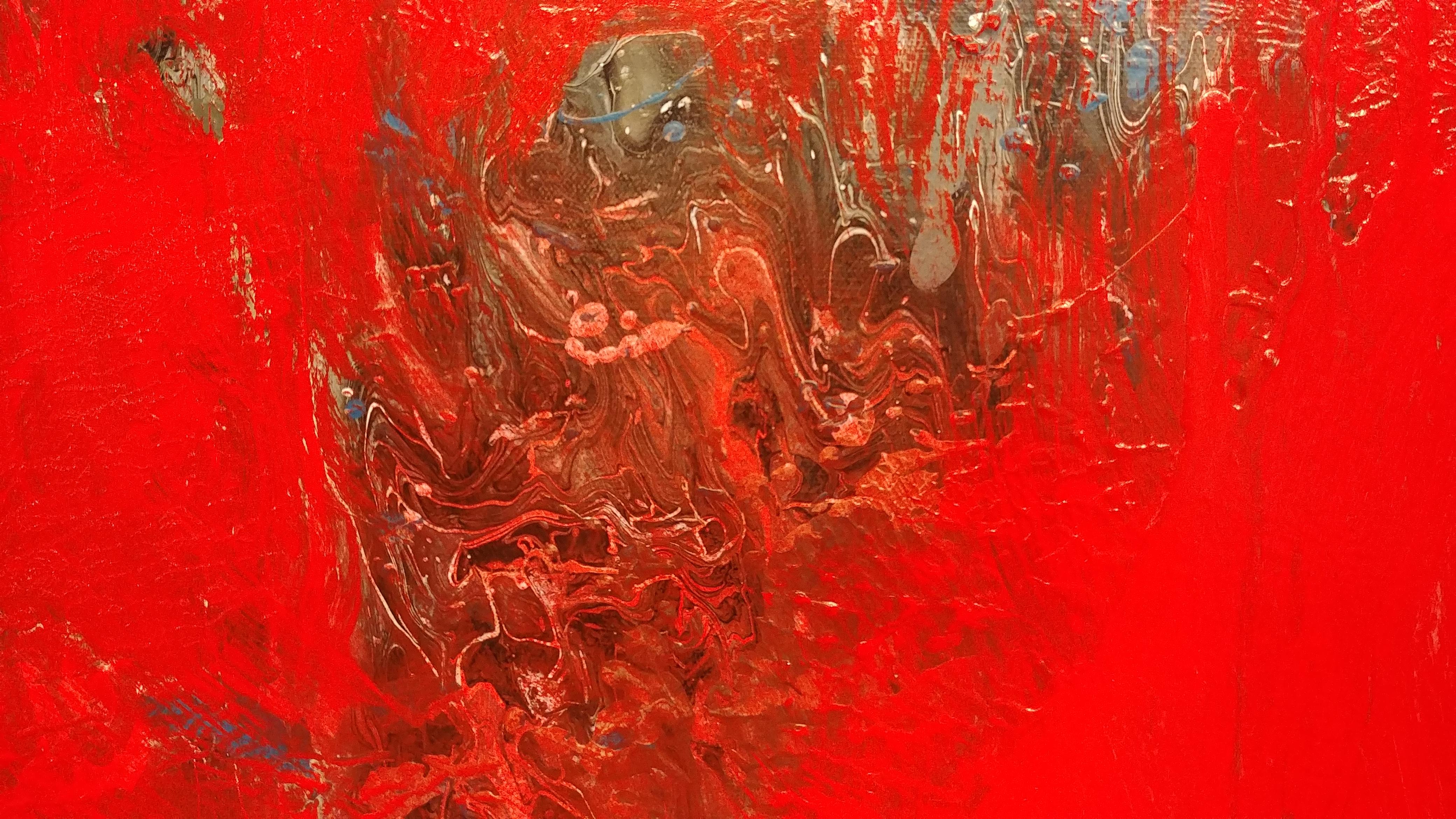 Bursting Forth-Red 60 X 48 - Painting by Nancy Seibert
