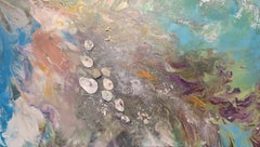 Déesse de l'eau - Gris:: bleu:: orange et violet 60 X 48 mixed media