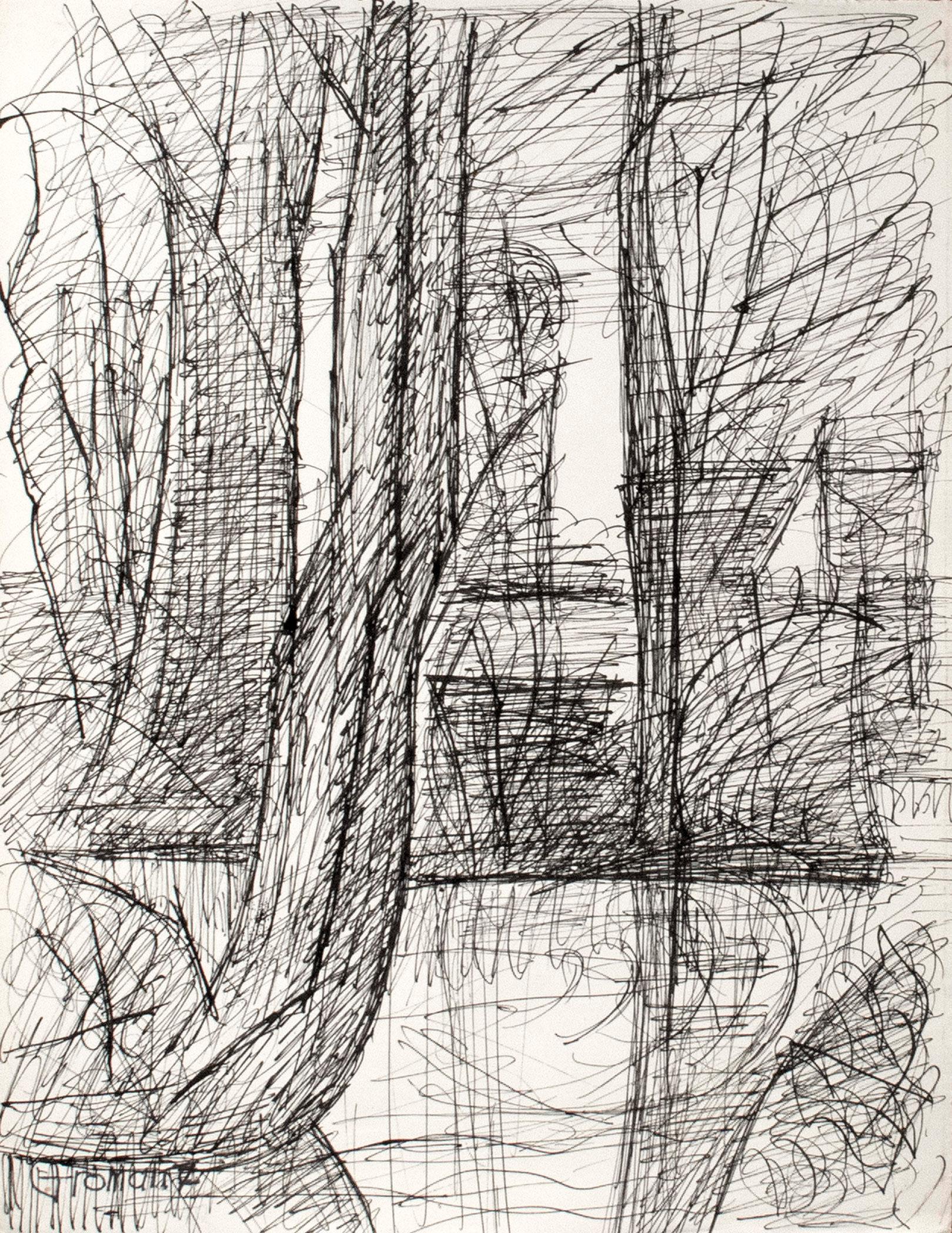Marcel Gromaire Landscape Art - Abres à Noyelles (Trees in Noyelles)