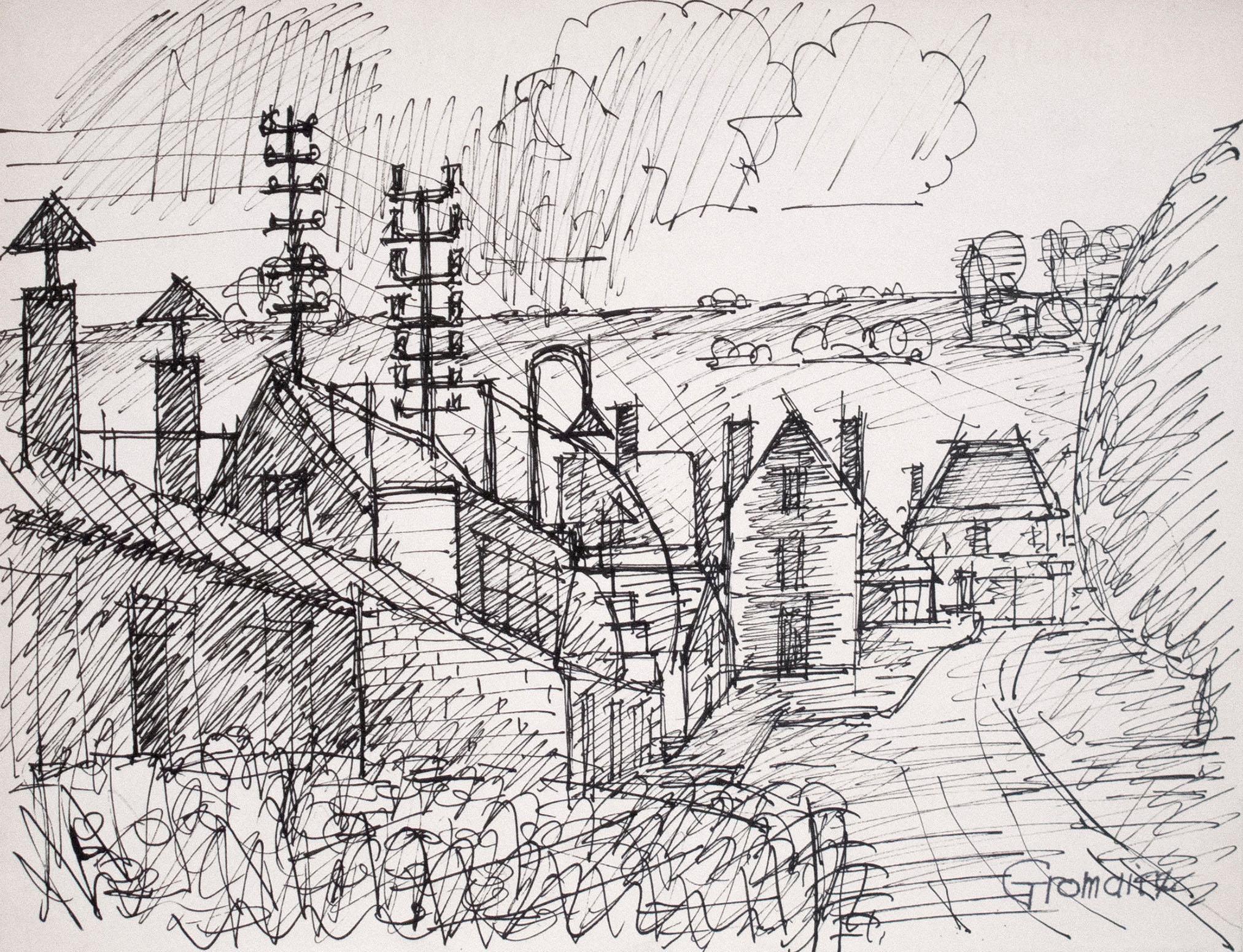 Marcel Gromaire Landscape Art - Vue d'un Village (View of a Village)