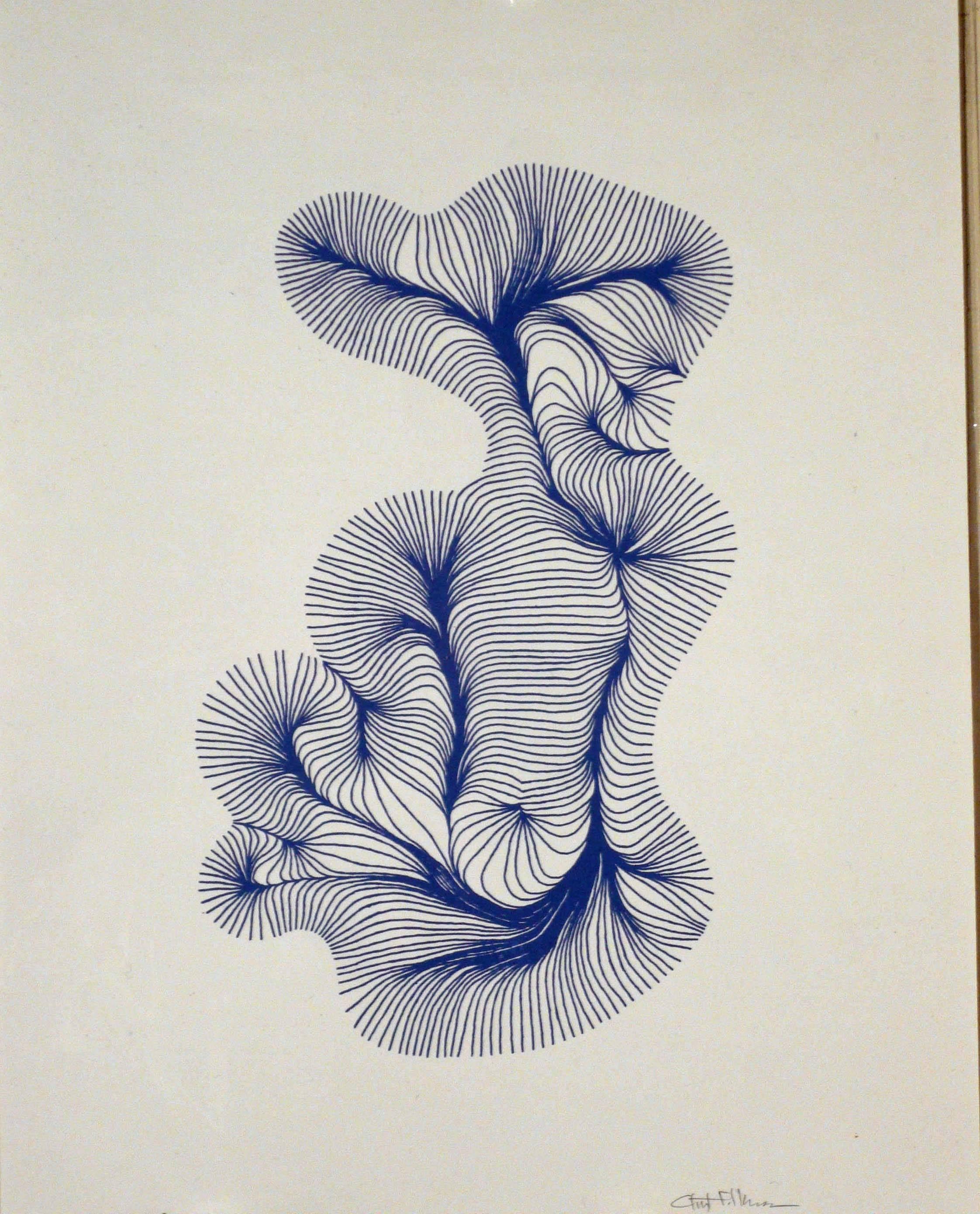 Clint Fulkerson Abstract Drawing - CF02102018 BLUE STRIATED
