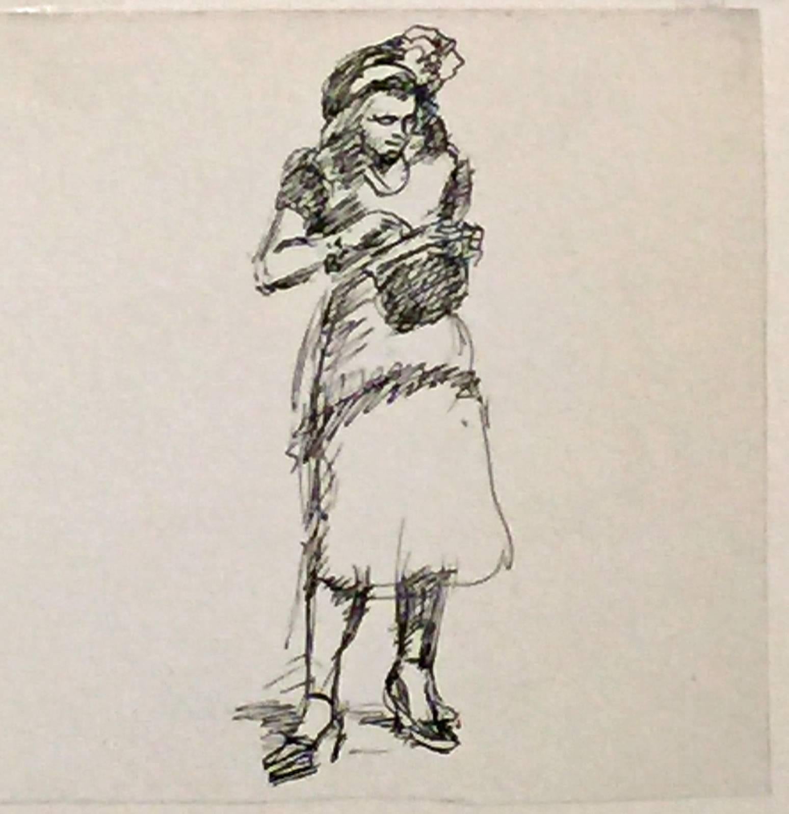 Figurative Art di Isabel Bishop - SENZA TITOLO (DONNA CHE GUARDA NELLA BORSA).