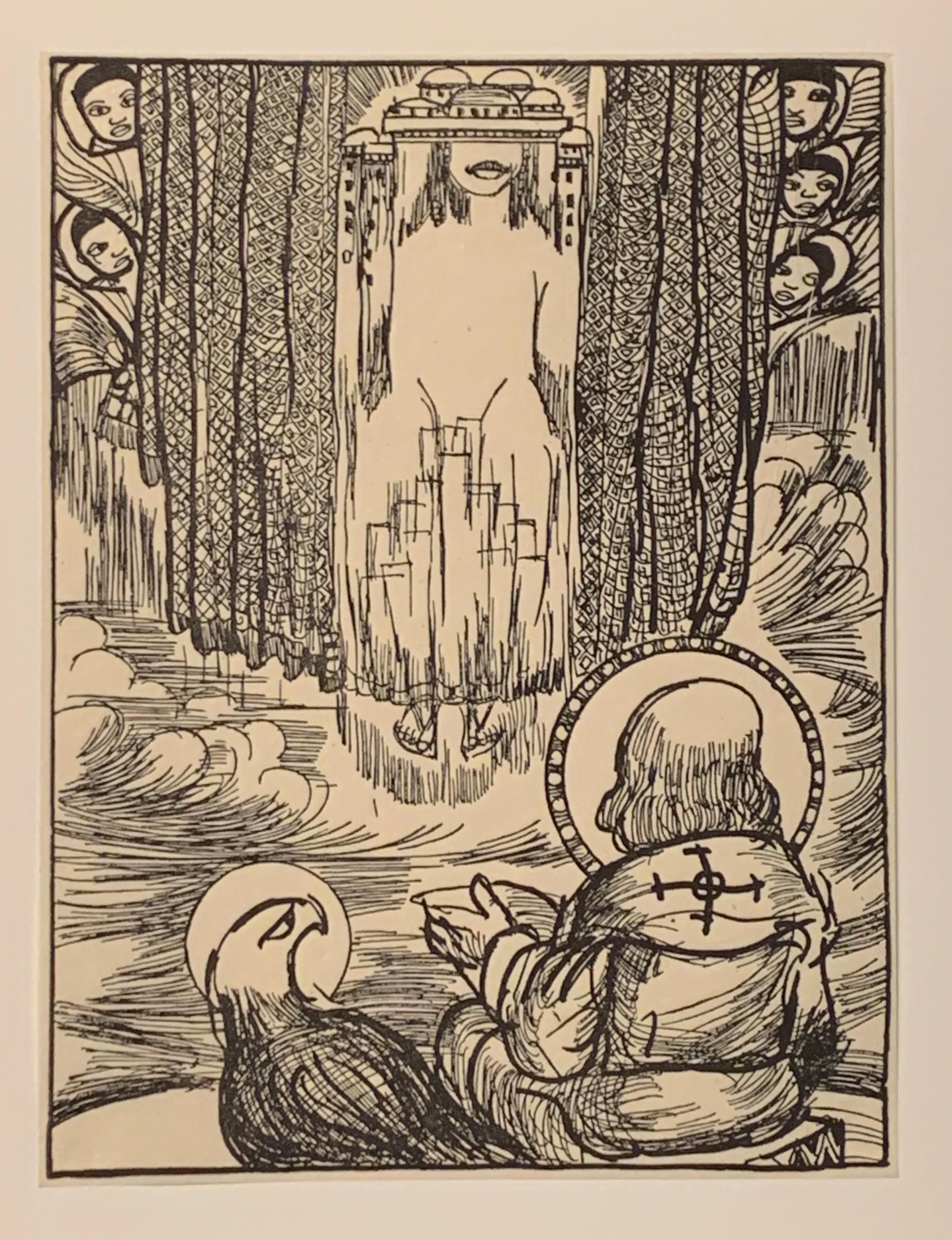 Alan Crite Figurative Print - THE REVELATION OF SAINT JOHN THE DIVINE.