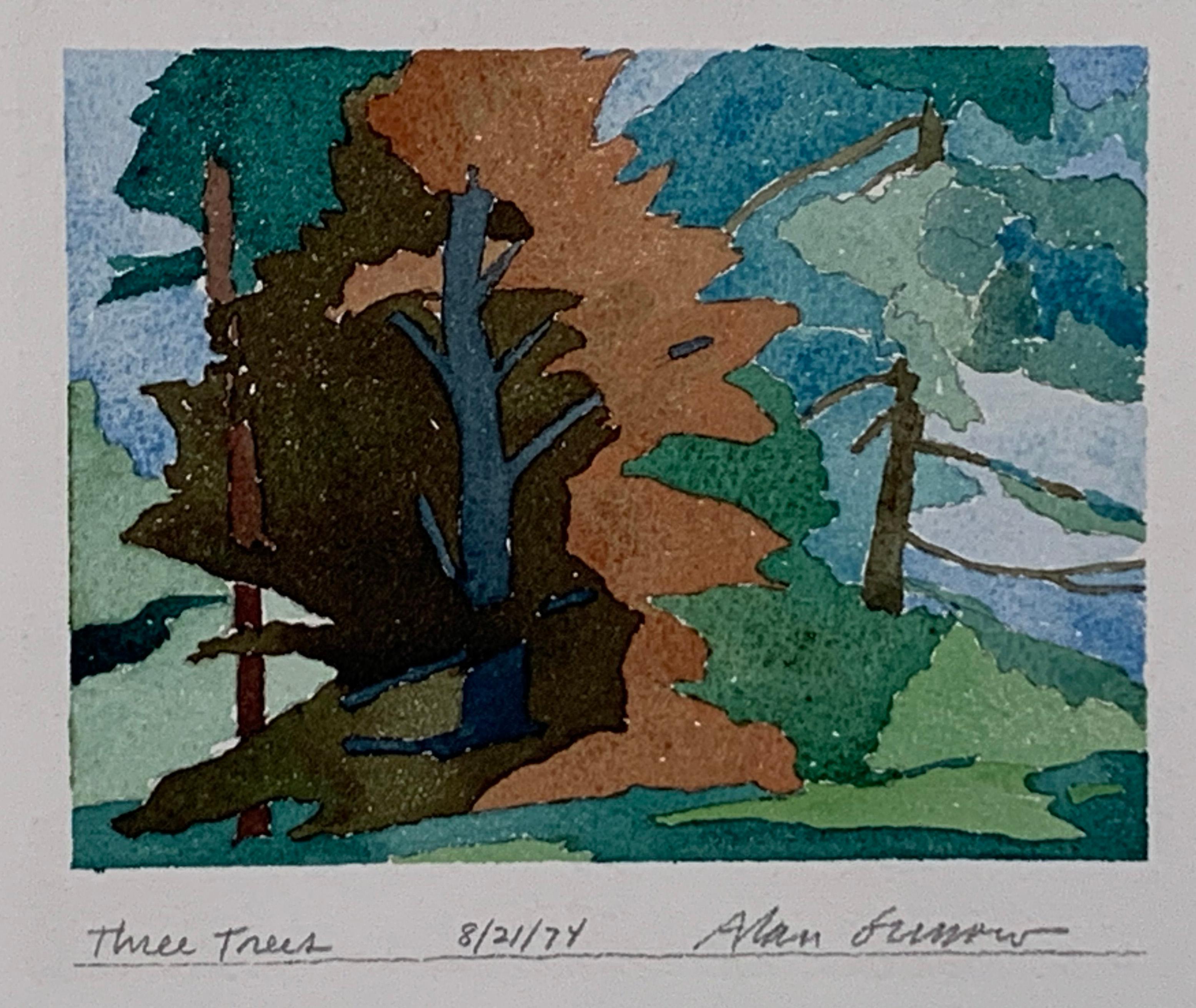 Alan Gussow Landscape Art - THREE TREES