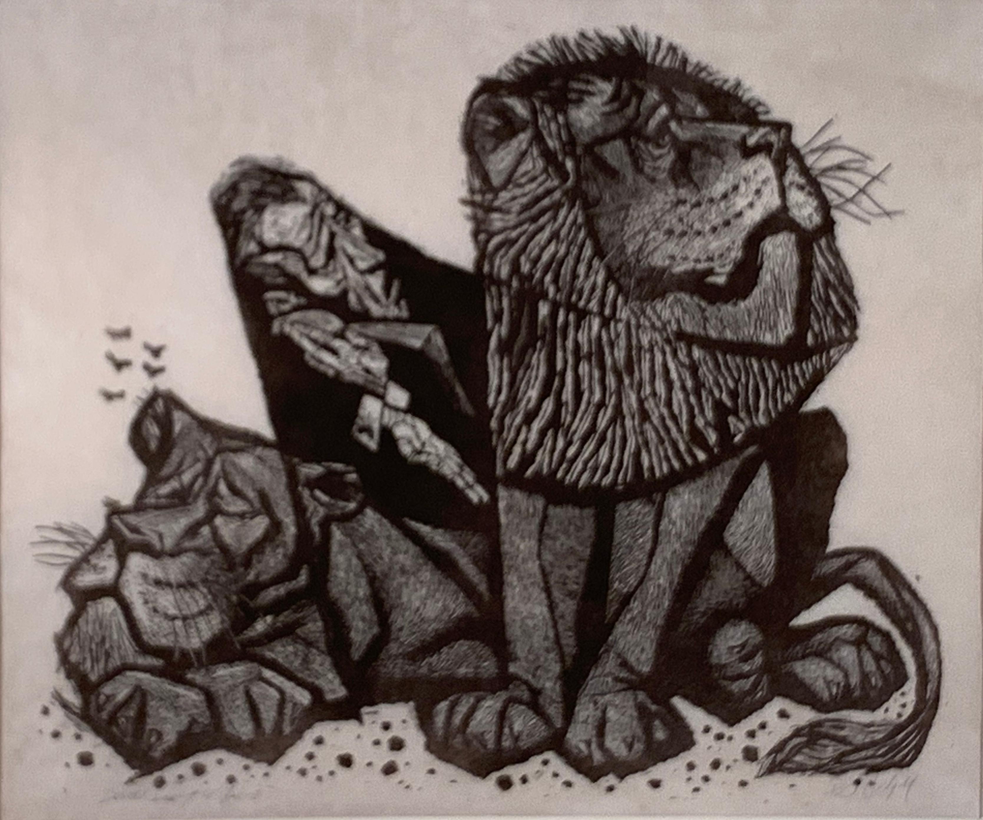 Robert Overman Hodgell Figurative Print - DANIEL AND THE LIONS