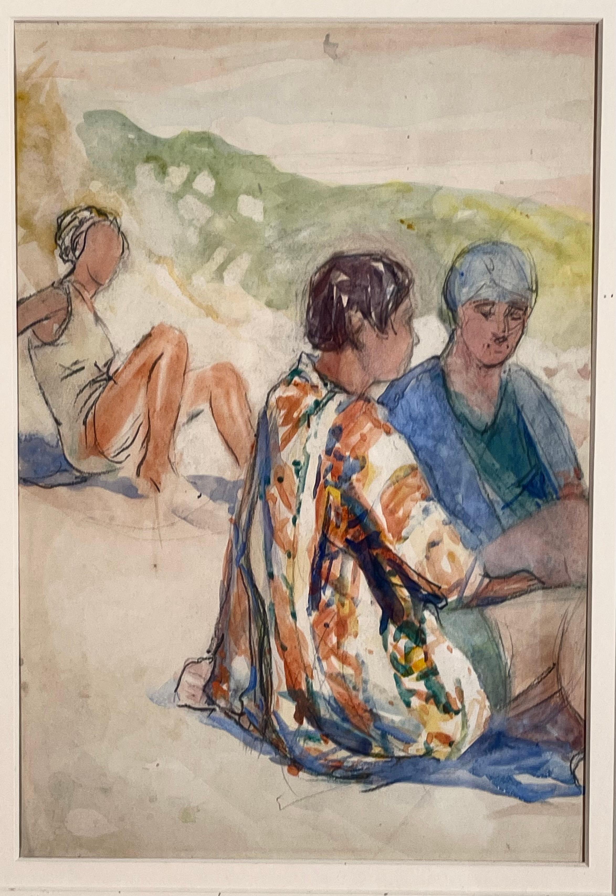 Figurative Art de Charles Herbert Woodbury - TRES MUJERES EN LA PLAYA