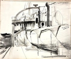 UNTITLED (DRAWING OF A BOAT #3; LIKELY IN ITALY)