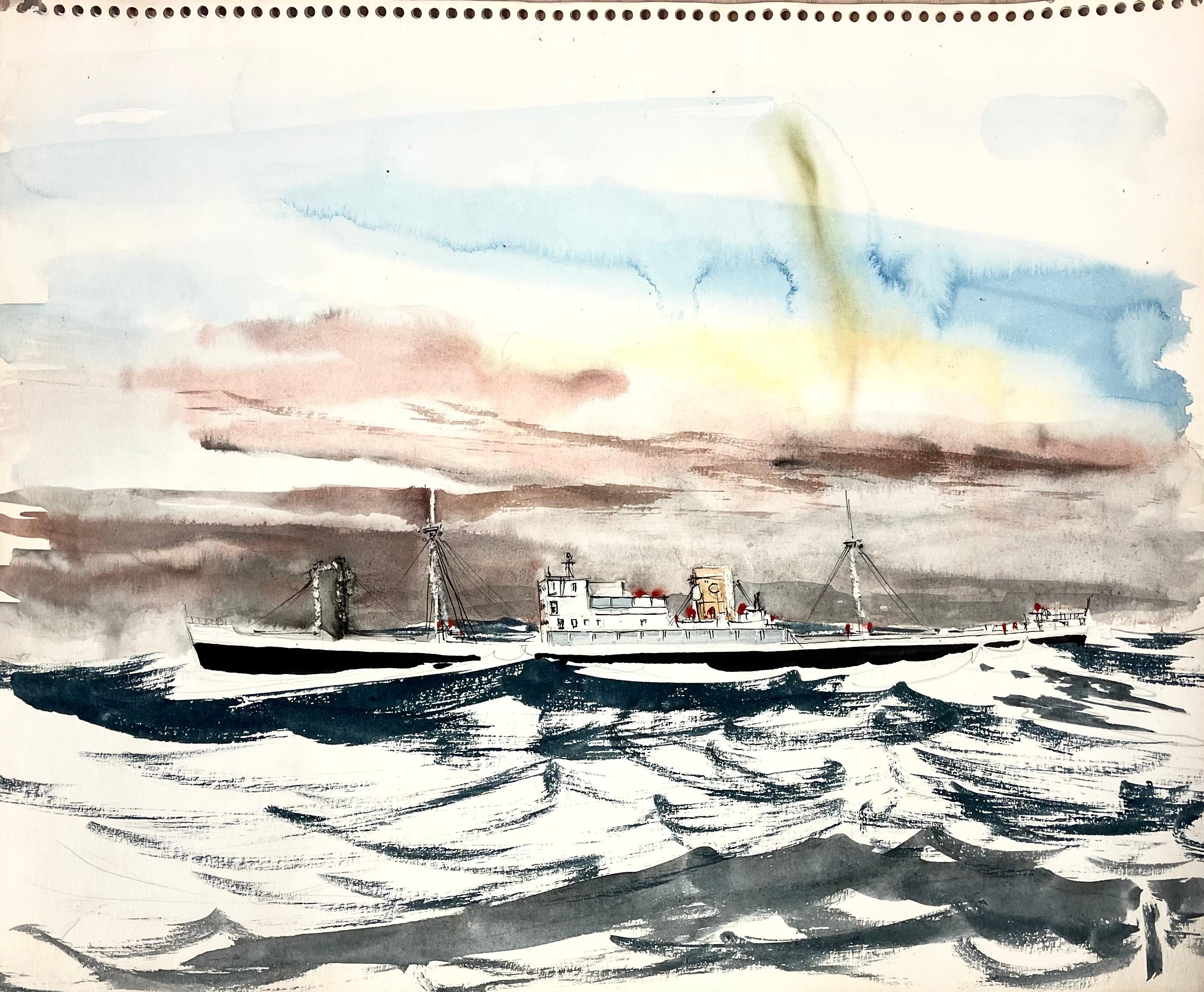 Landscape Art di William Thon - SENZA TITOLO (DISEGNO DI UNA BARCA #2; PROBABILMENTE IN ITALIA)