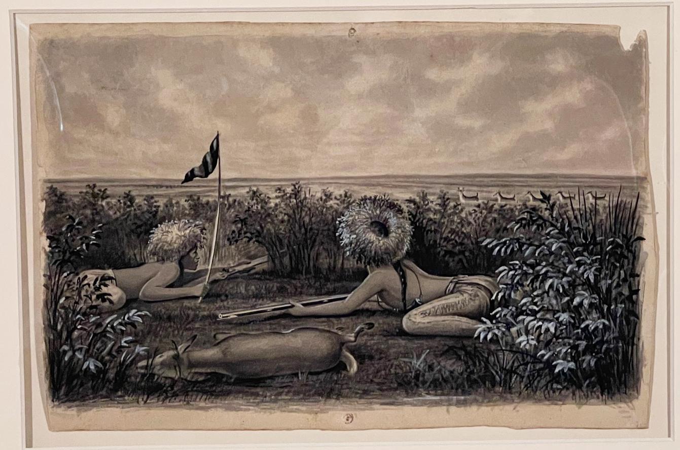 NATIVE AMERICANS HUNTING - TWO DRAWINGS. - Art by Cassilly Adams