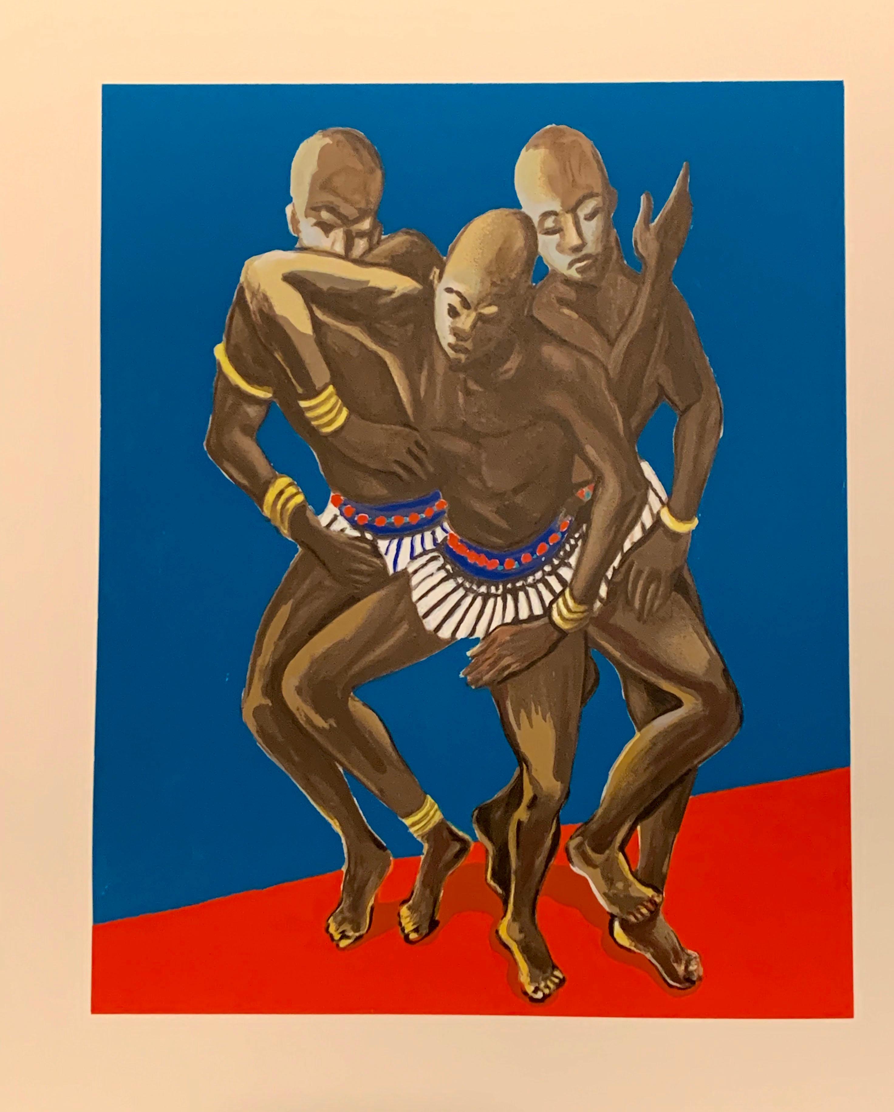 POEMAS DE LEOPOLD SEDAR SENGHOR - Figurative Print Naranja de Lois Maillou Jones