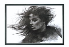contemporáneo figurativo blanco y negro dibujo al carboncillo pop art interior femenino