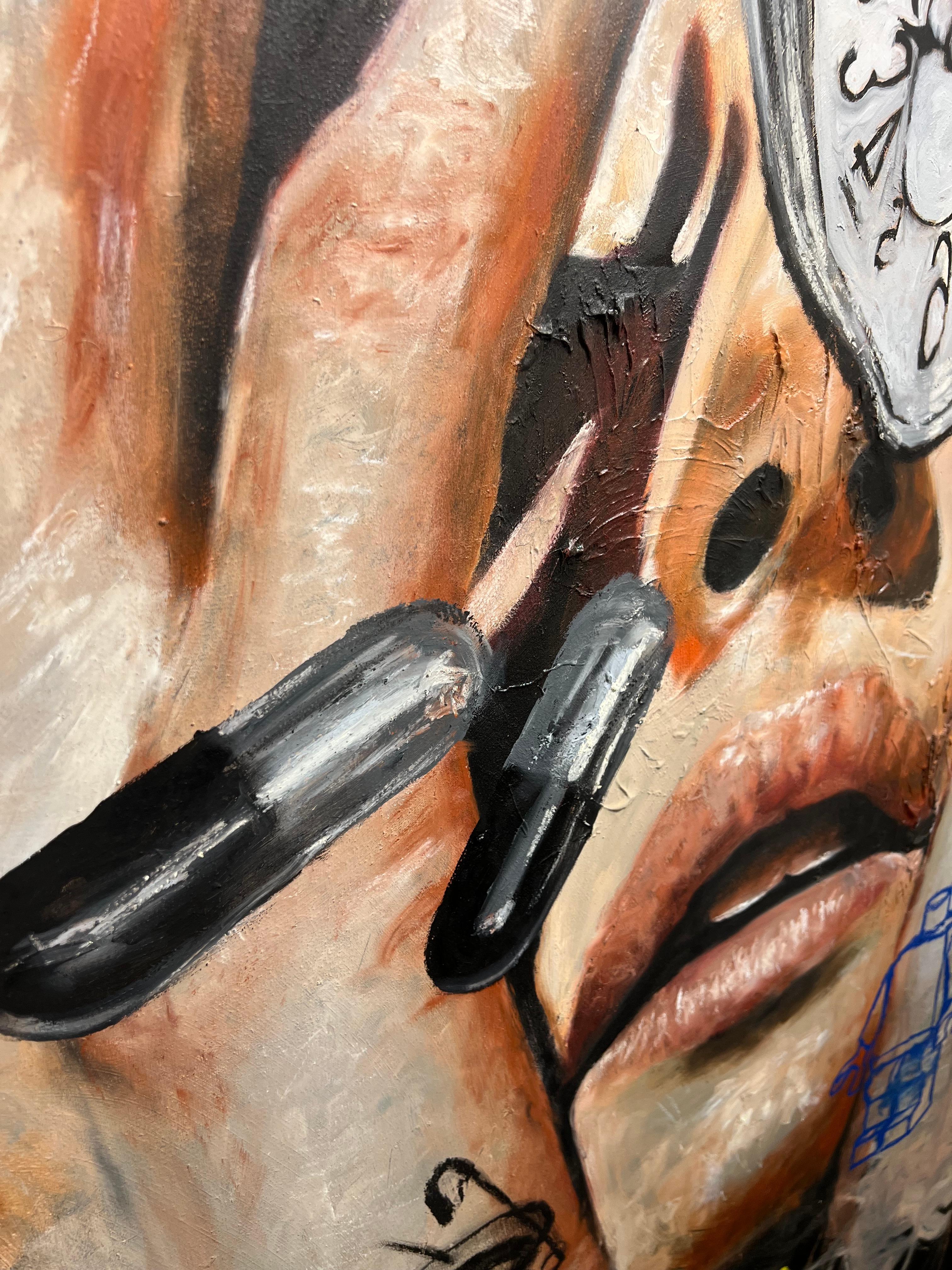 contemporaneo figurativo colore olio carbone pop art interno surreale in vendita 3