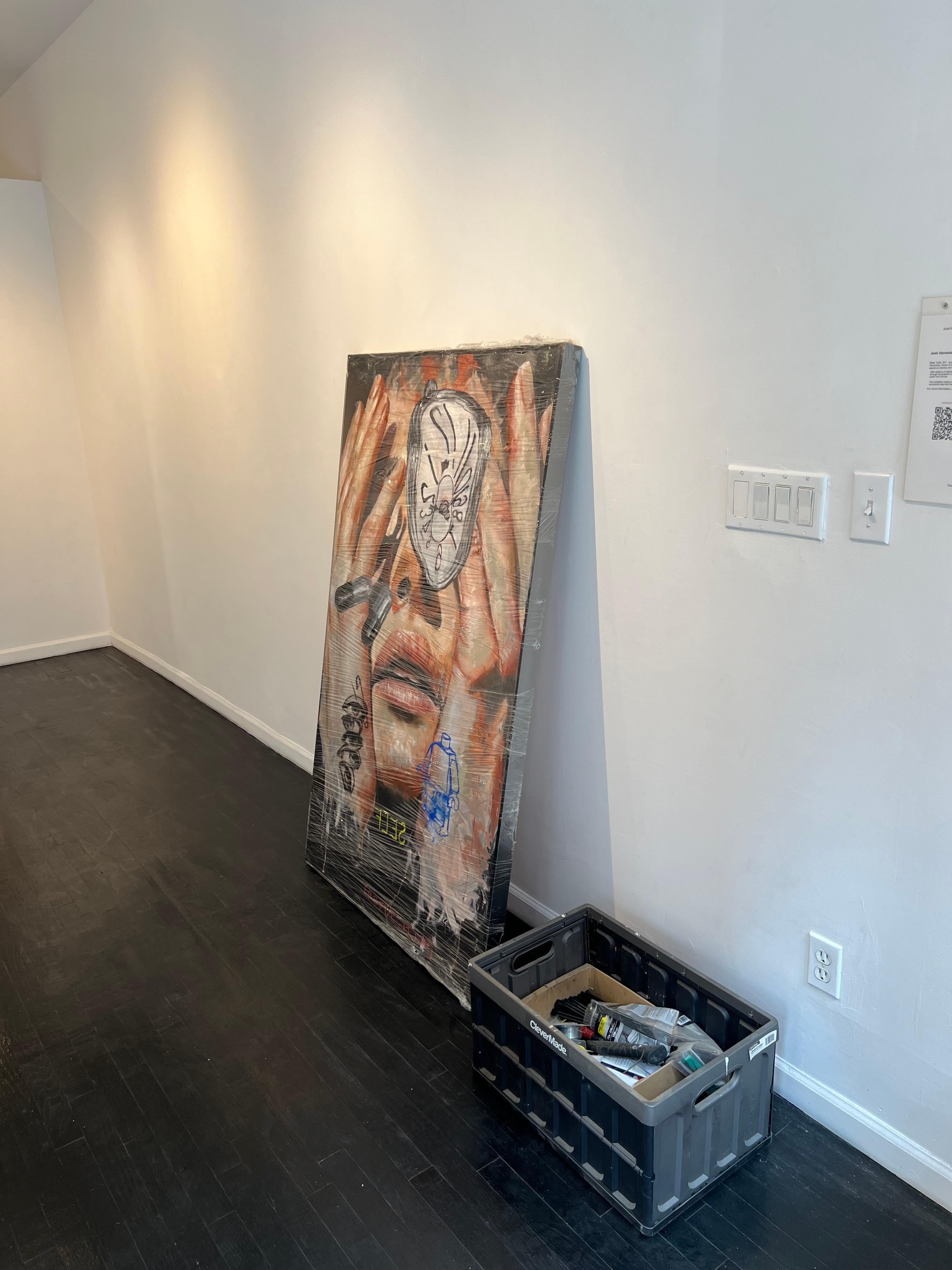 contemporaneo figurativo colore olio carbone pop art interno surreale in vendita 5
