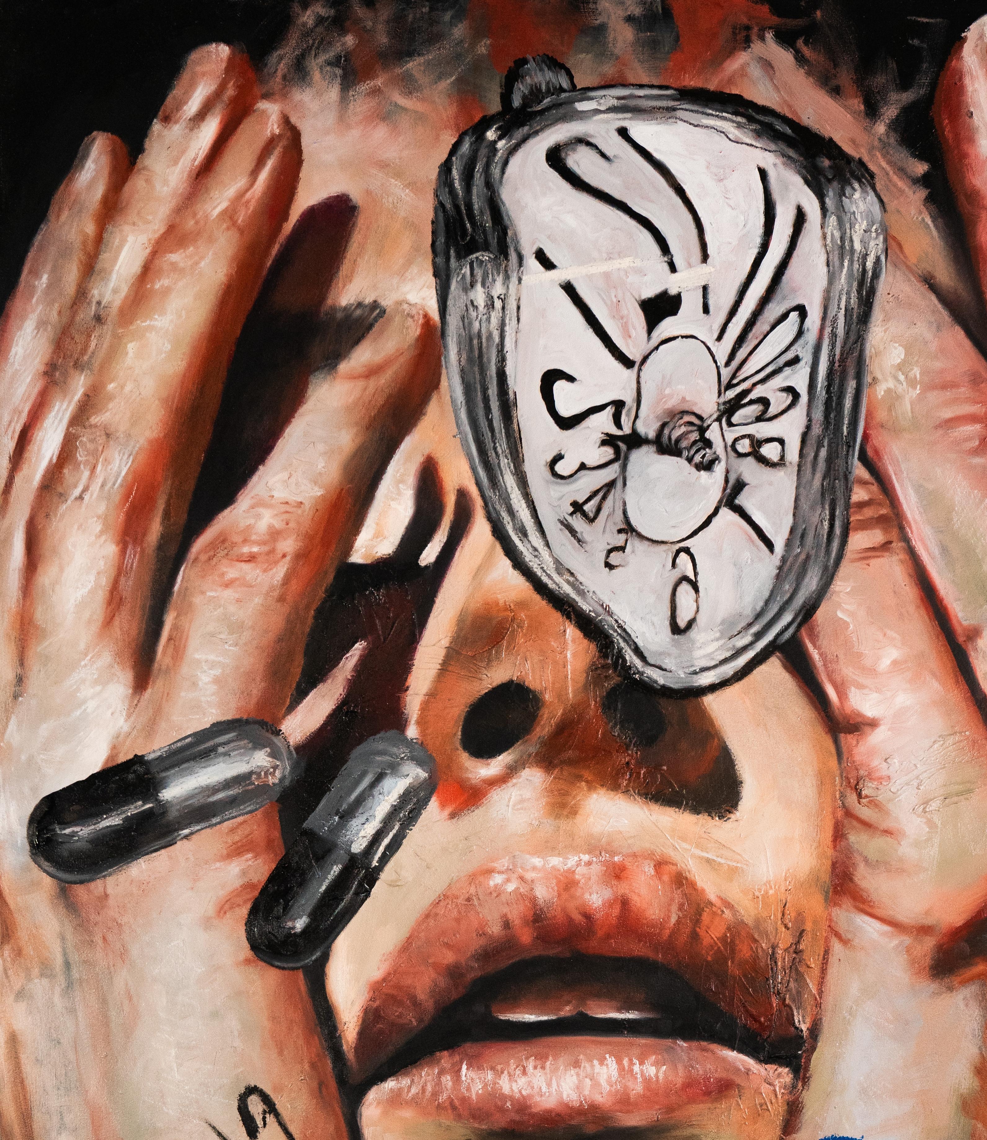 contemporaneo figurativo colore olio carbone pop art interno surreale - Art Contemporaneo di Josh Hernandez
