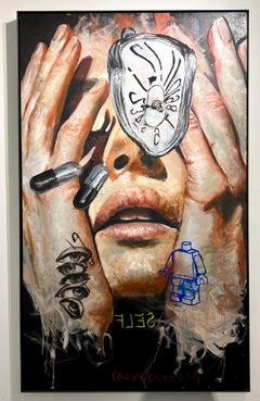 contemporary figurative color oil charcoal pop art interior surreal