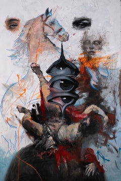 contemporary figurative color oil charcoal pop art interior surreal