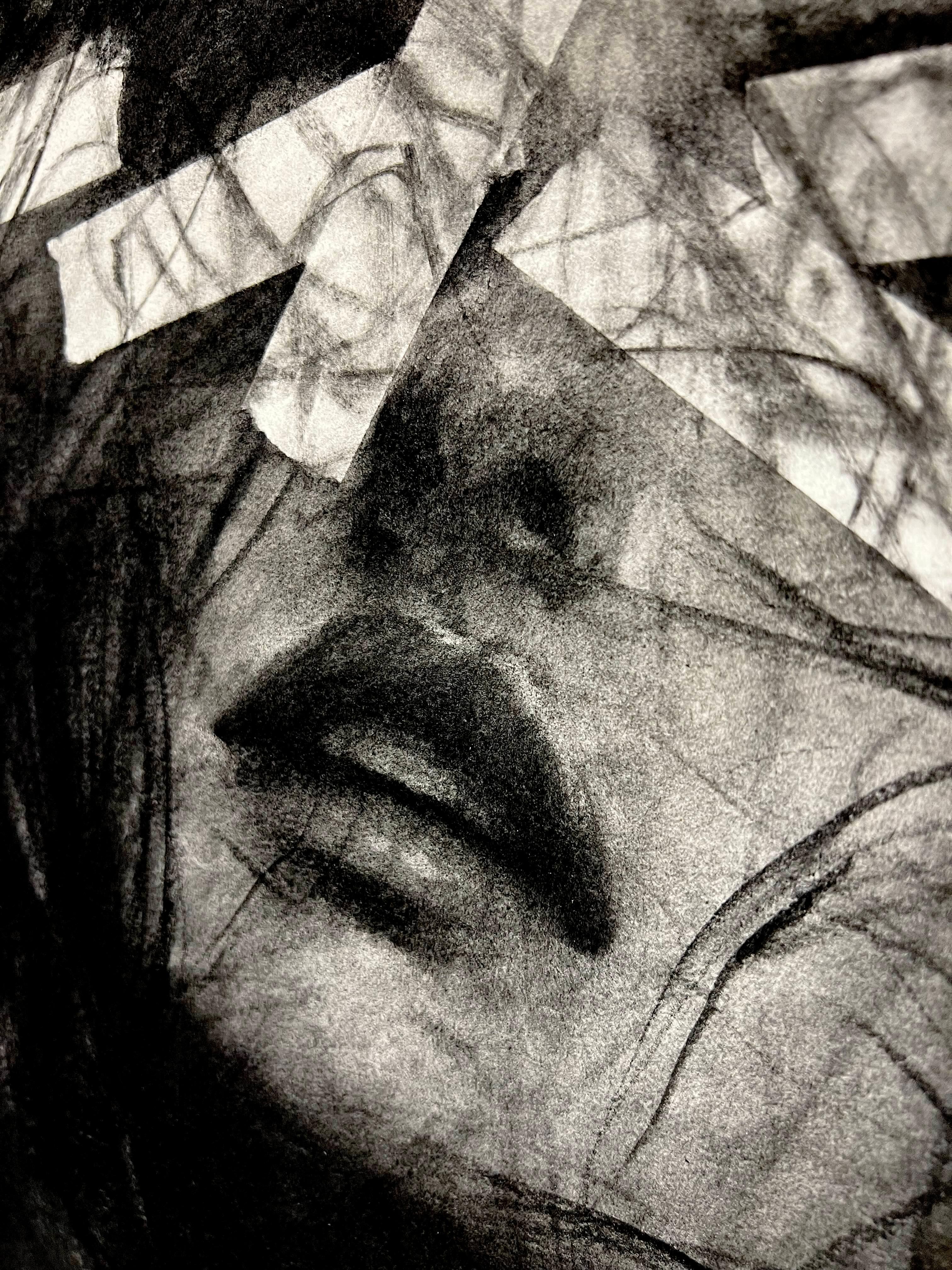 contemporain figuratif noir et blanc dessin au fusain pop art intérieur femme en vente 2