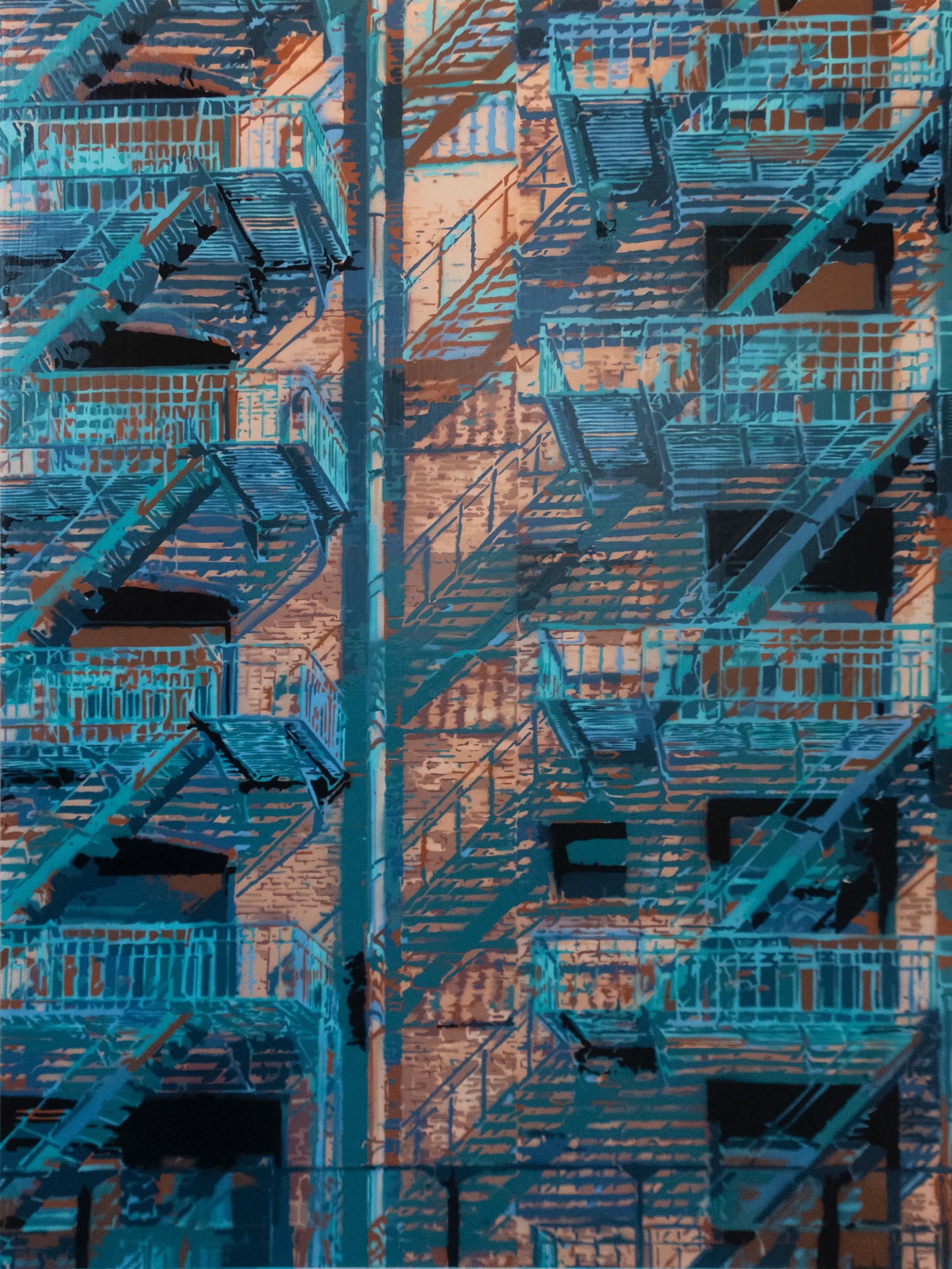 "Rear Window 1" - (18 layer spray paint stencil) - Mixed Media Art by Joseph Steininger