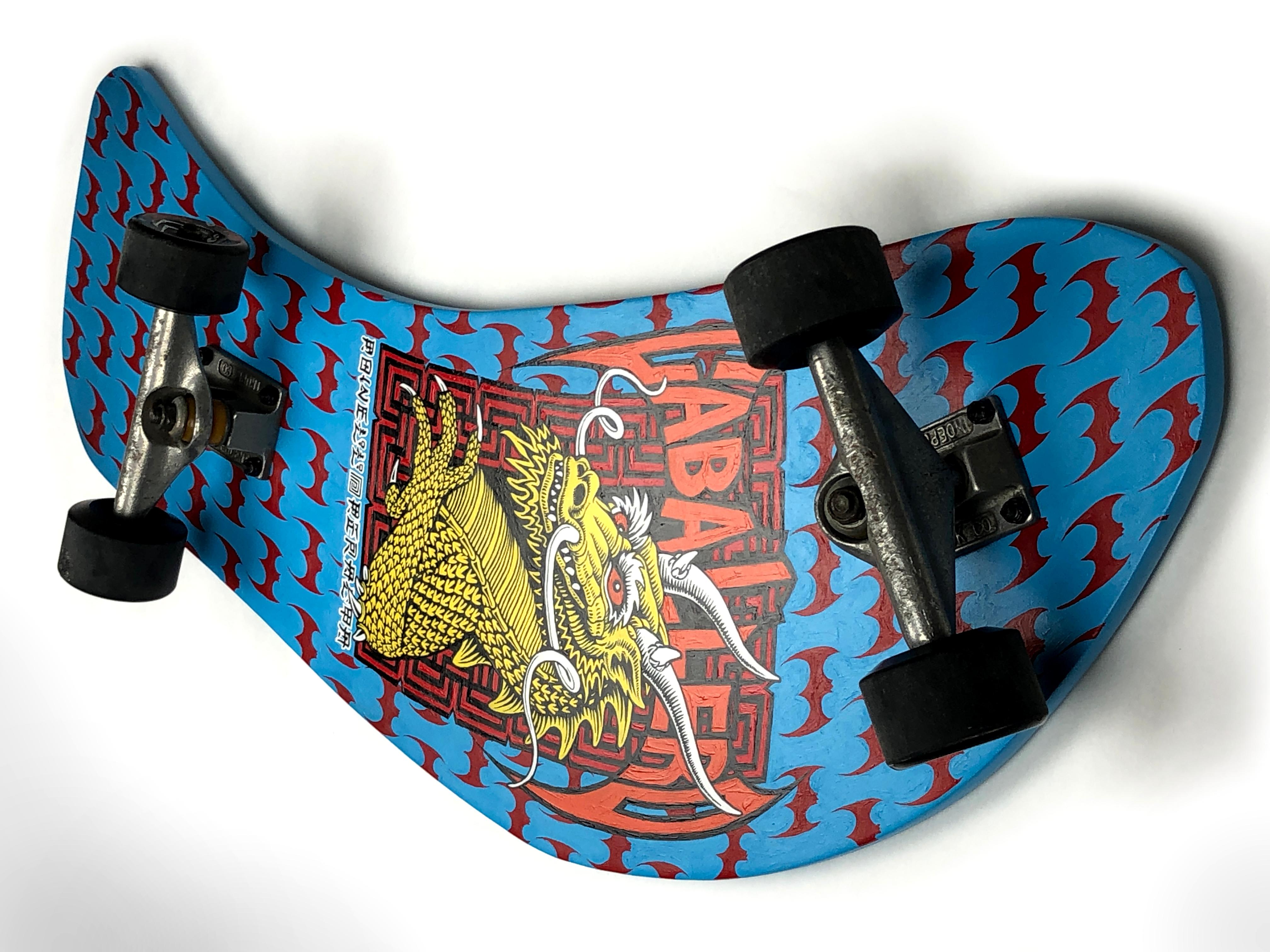“Cab Dragon Melted Skateboard” - Contemporary Mixed Media Art by Chris Bakay