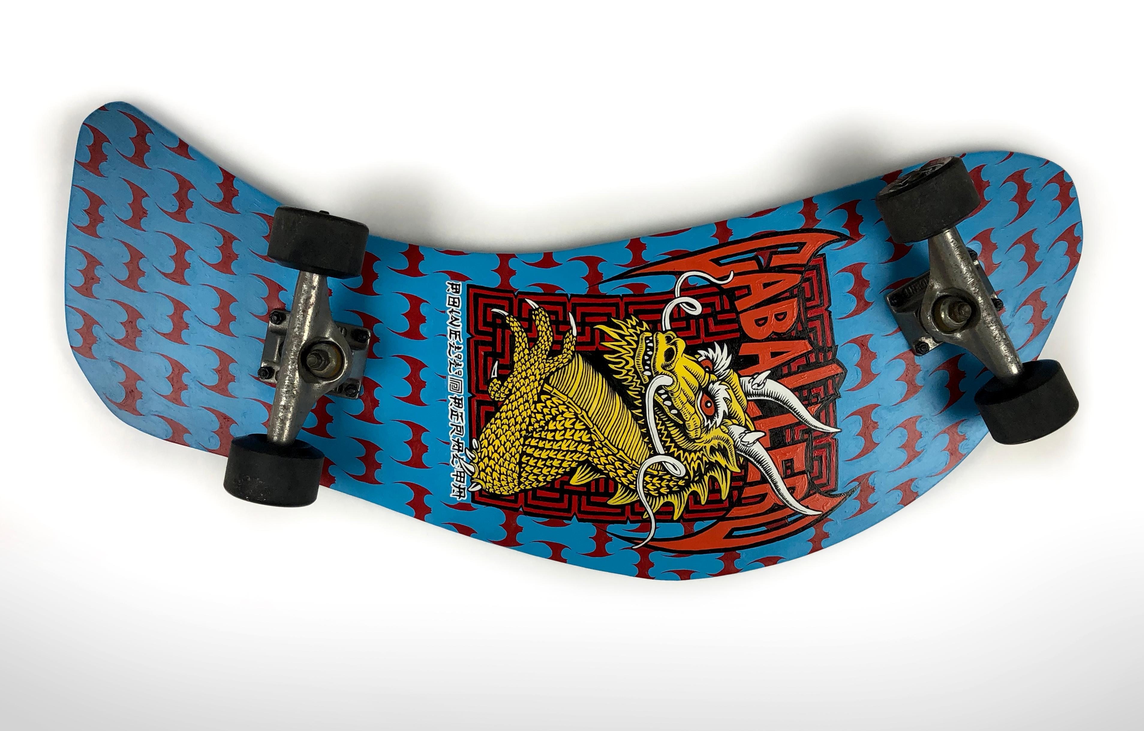 “Cab Dragon Melted Skateboard” - Mixed Media Art by Chris Bakay