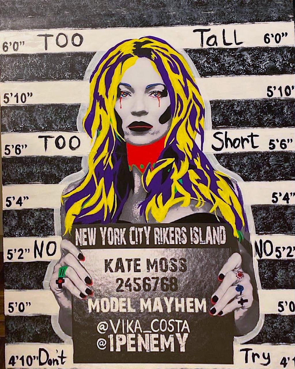1Penemy Portrait Painting - "Soho Model Line Up Kate Moss"