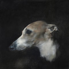 Whippet Head Study I - 21st century, Contemporary, Oil, Animal painting