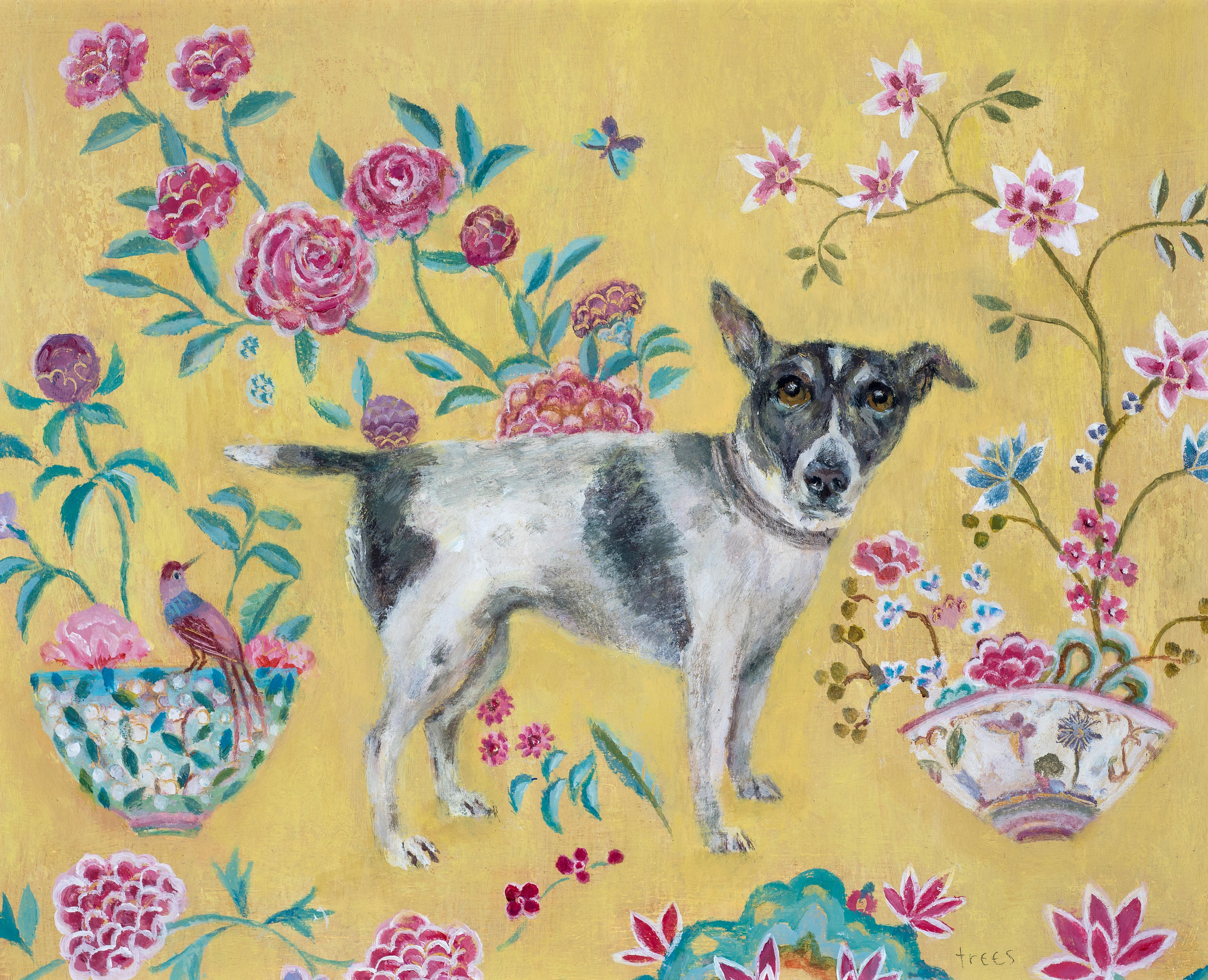 Tracy Rees Figurative Painting - Chinese Rug - Contemporary - animal paintings - interior scene