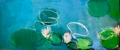 Oil & cold wax painting, Sandrine Kern, Lilies