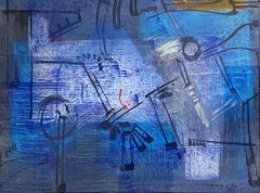 Abstract Painting by Antonio Carreno, 'Blue Light'