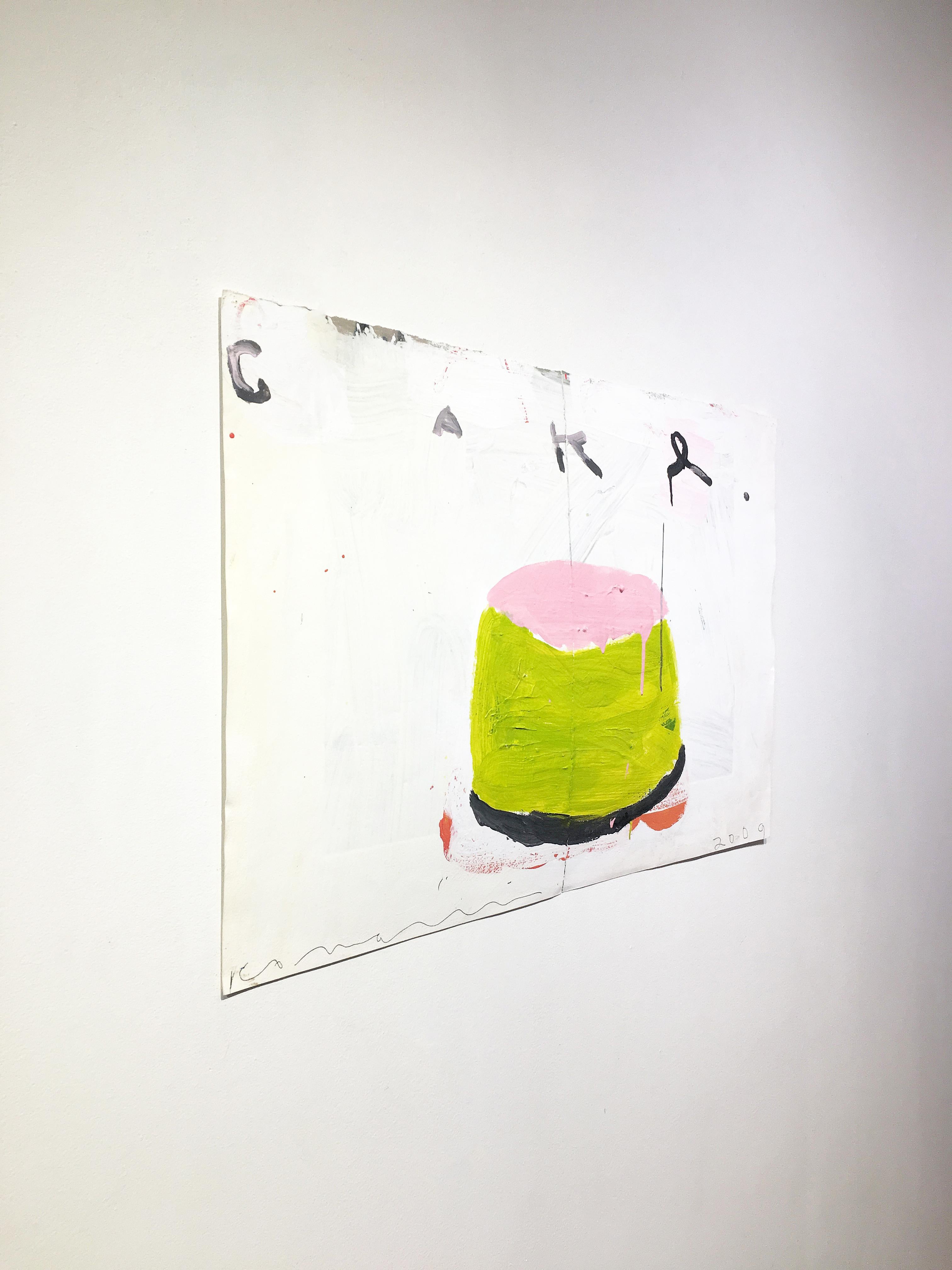 Mixed media painting of cake, Gary Komarin, Cake (Pink & Lime) 2
