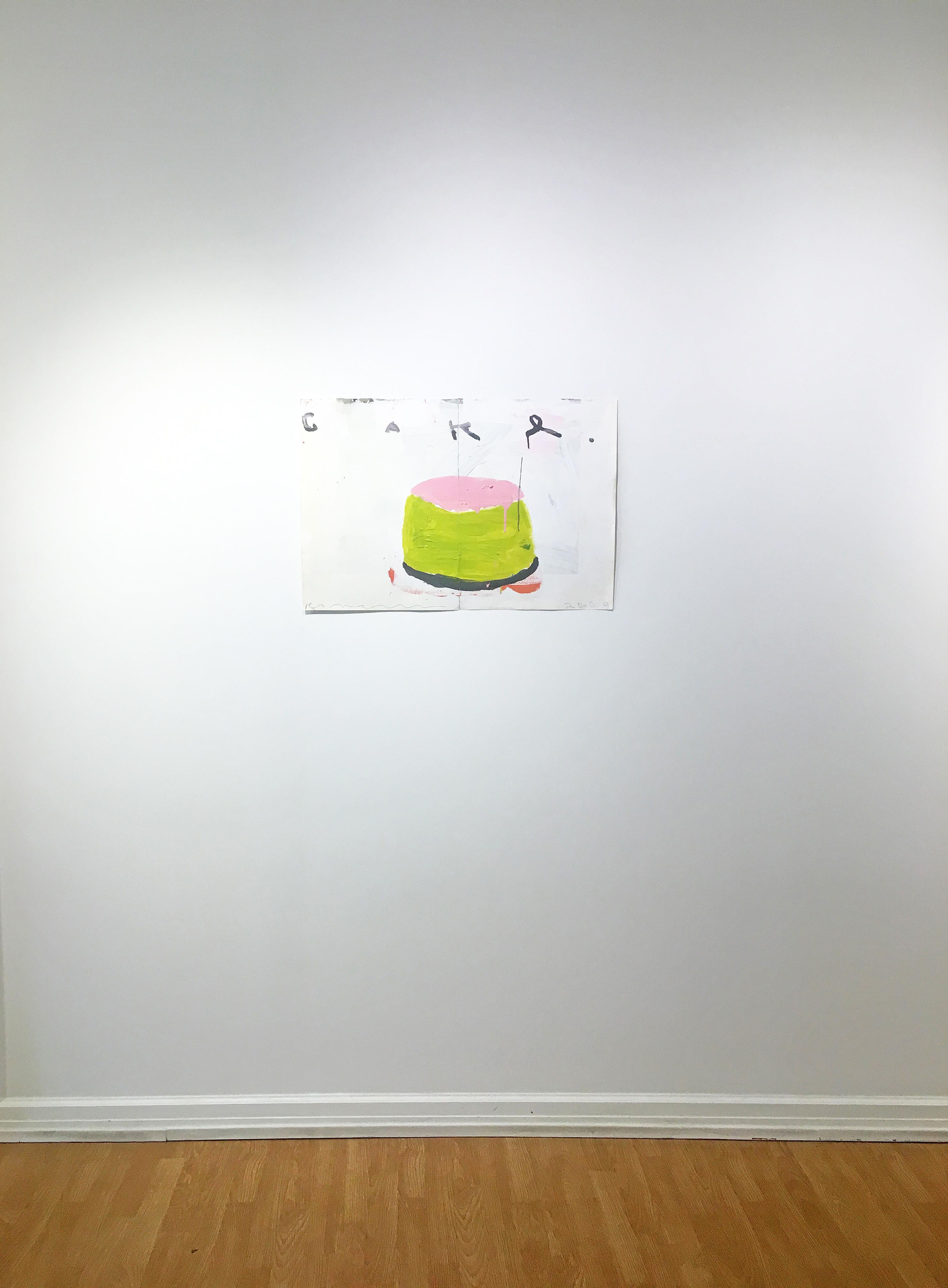 Mixed media painting of cake, Gary Komarin, Cake (Pink & Lime) 6