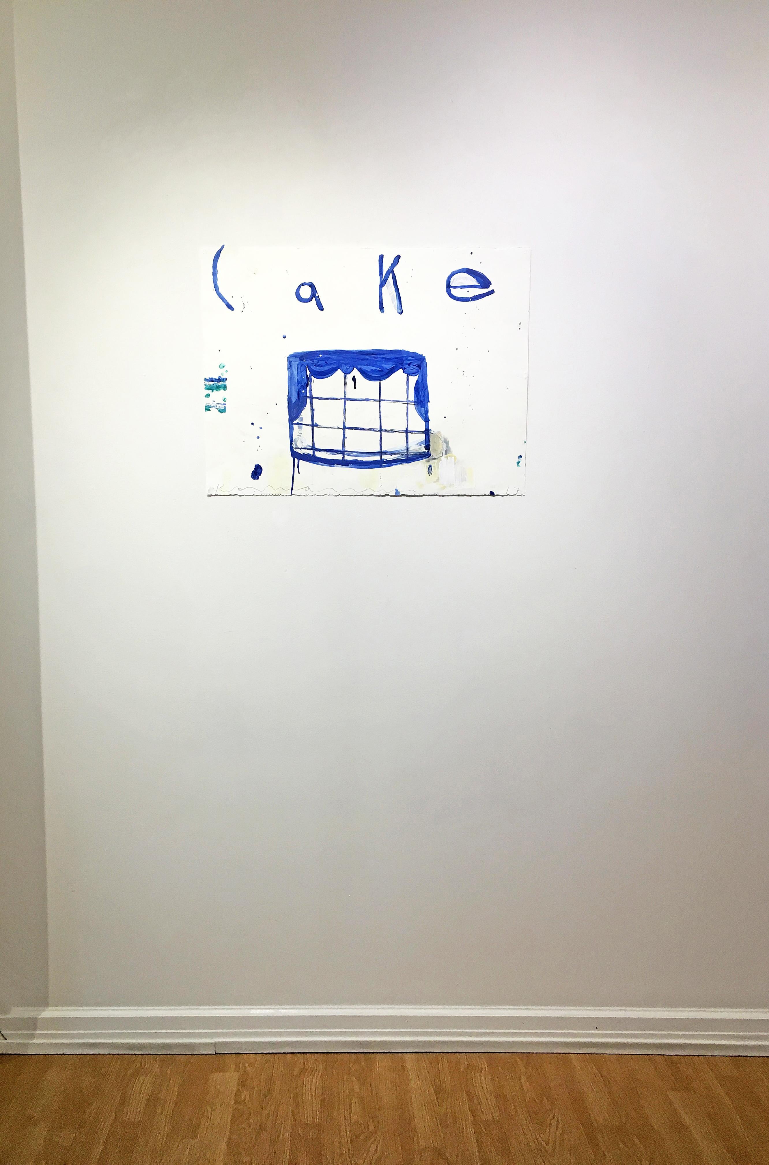 Mixed media painting of cake, Gary Komarin, Cake (White & Blue) 2