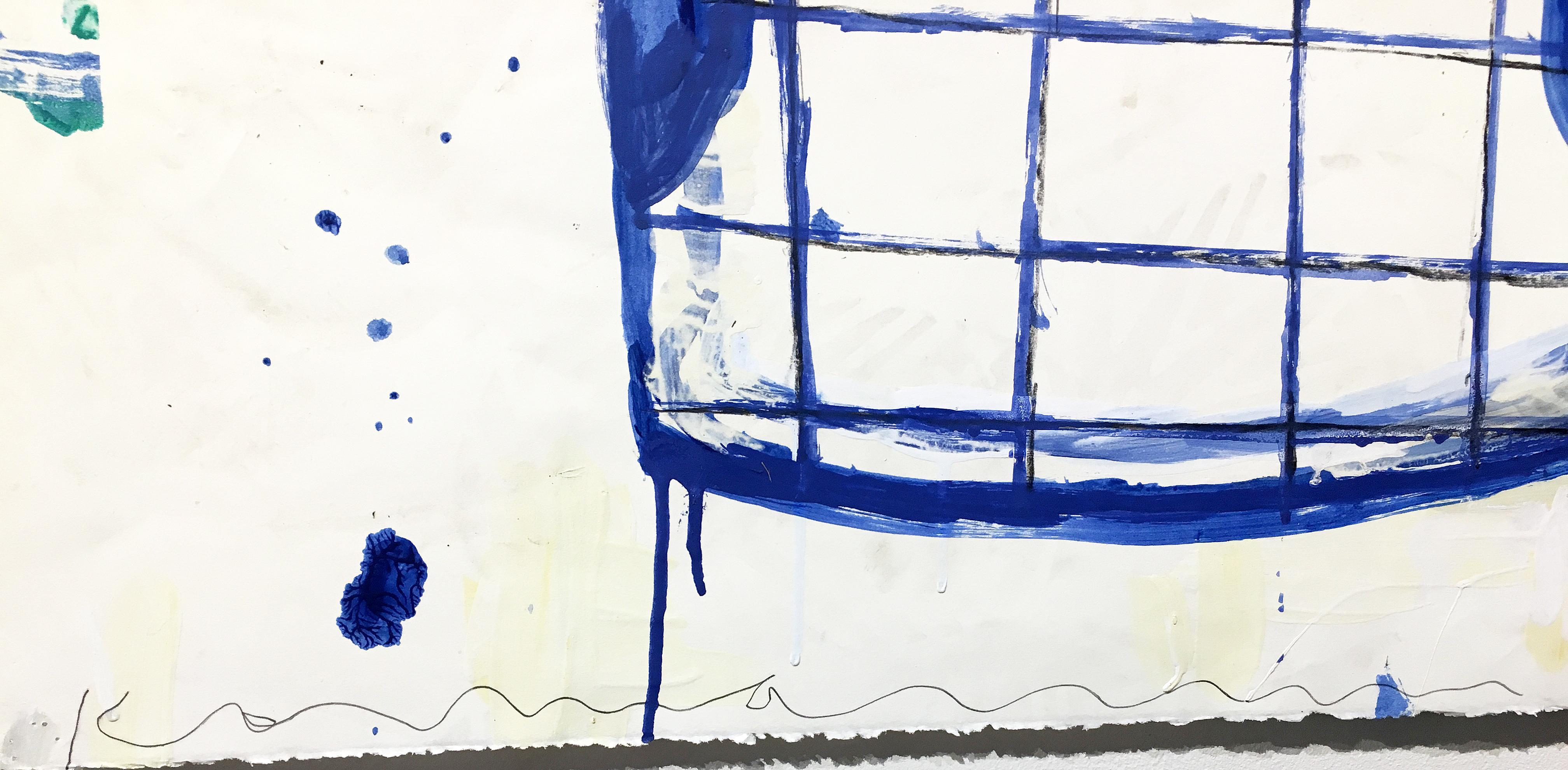 Mixed media painting of cake, Gary Komarin, Cake (White & Blue) 5