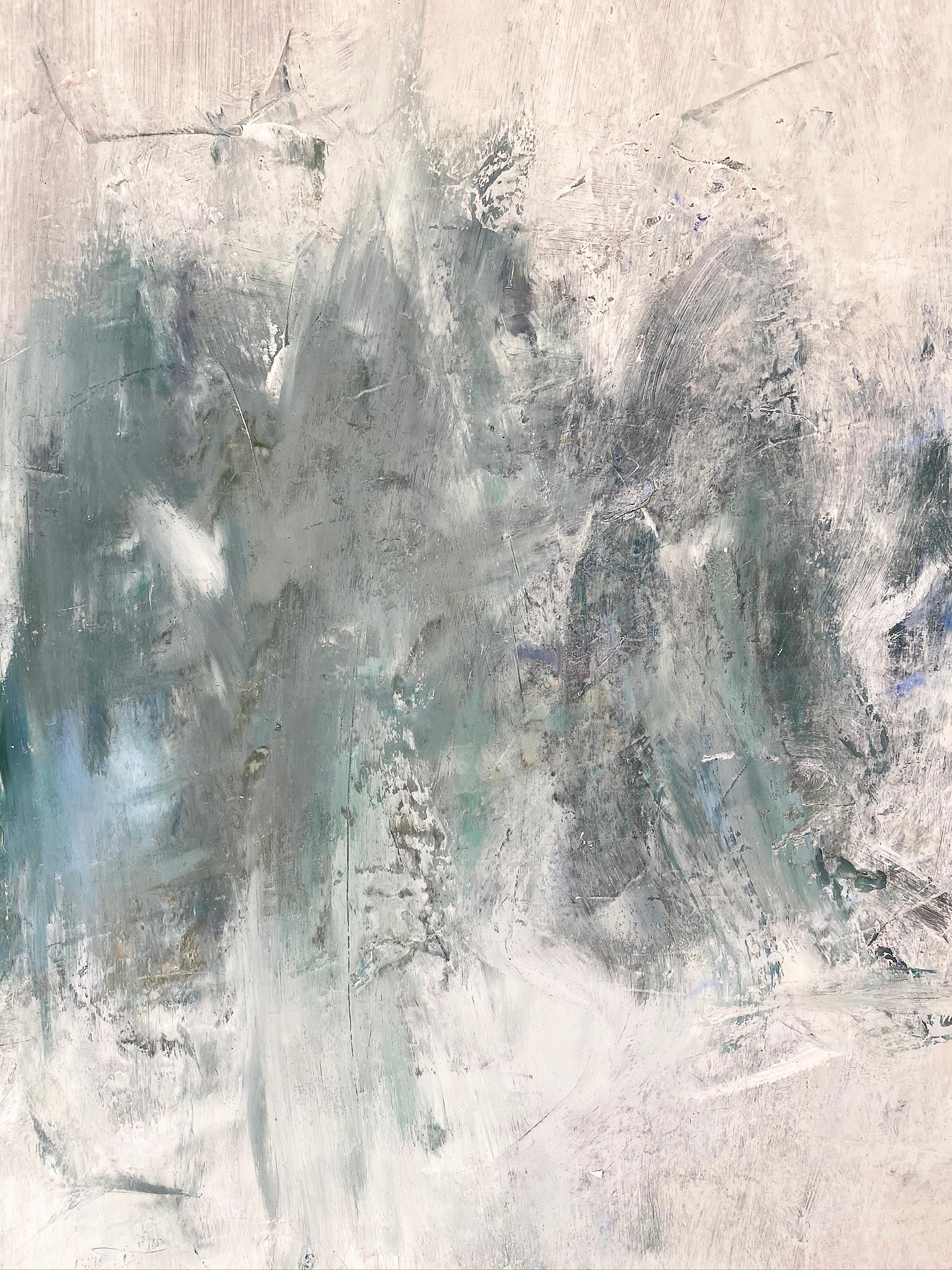Oil & cold wax painting, Sandrine Kern, Winter White Out For Sale 2