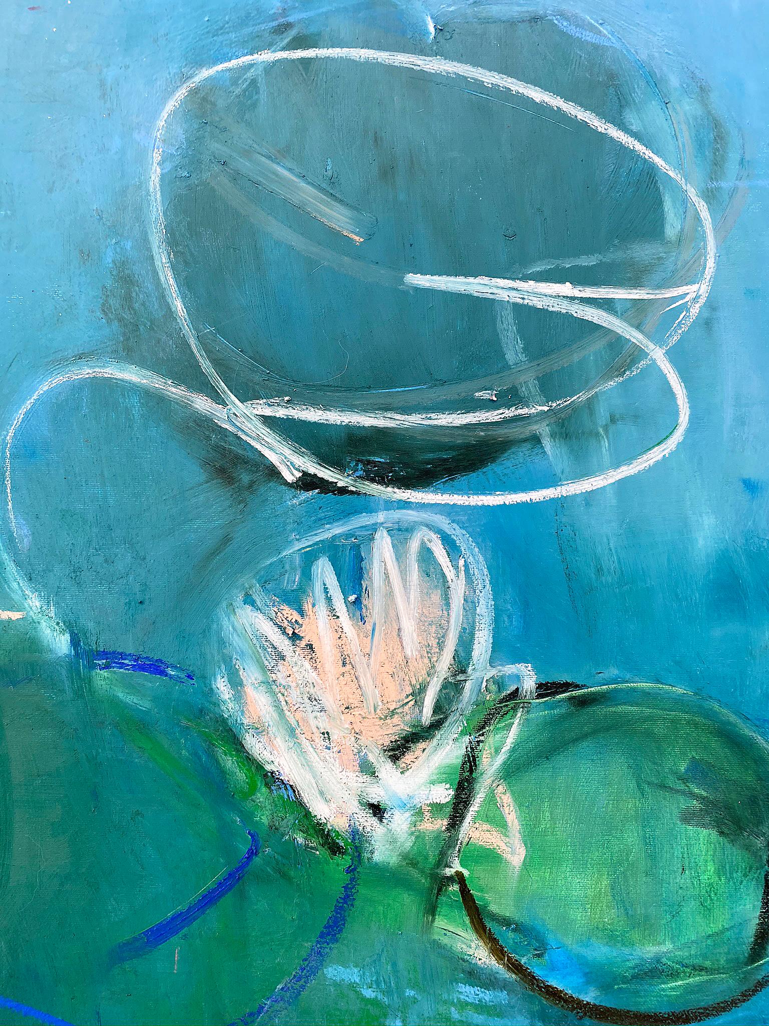 Oil & cold wax painting, Sandrine Kern, Lilies 1