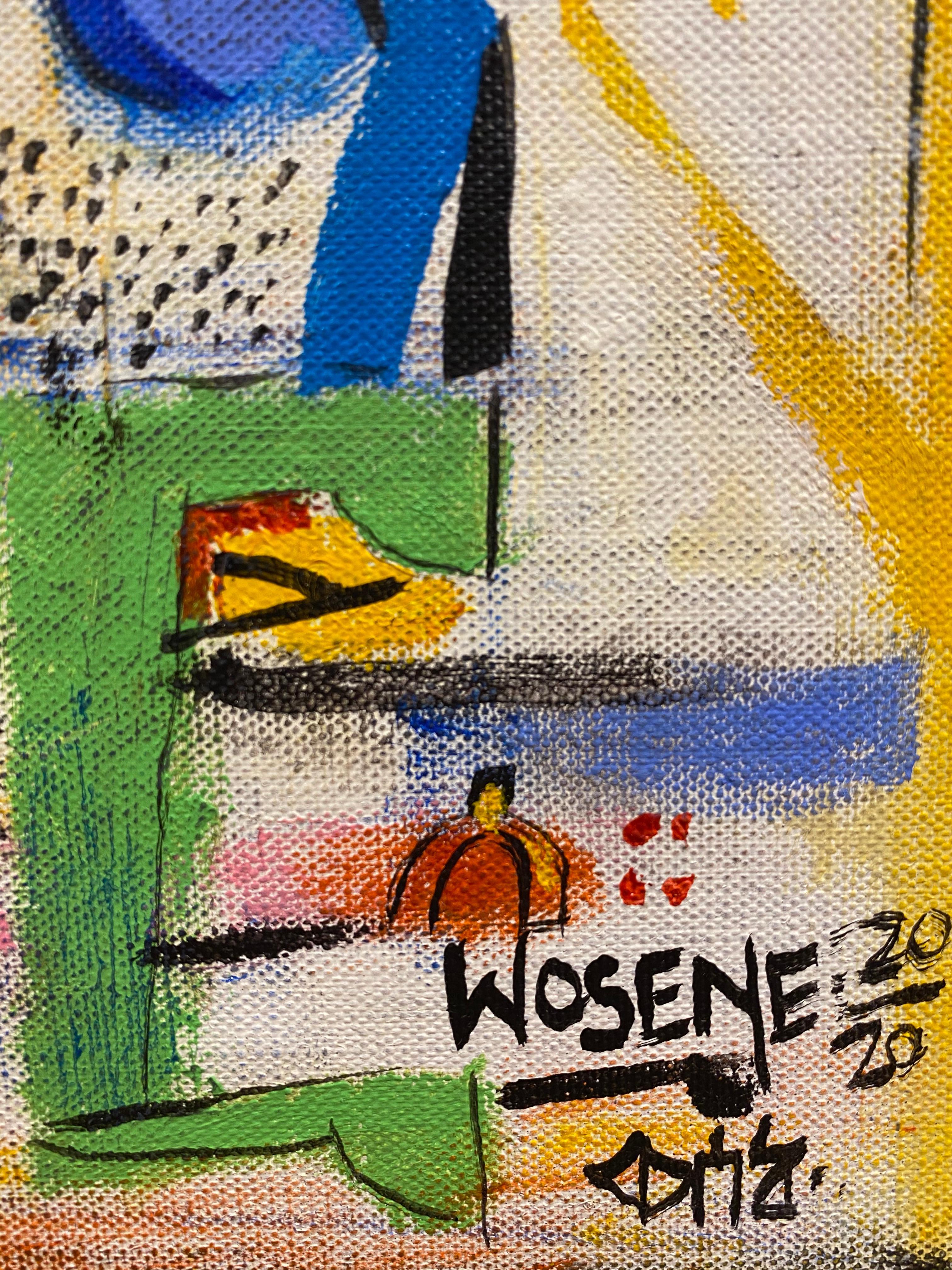 Wosene Worke Kosrof semi-abstract painting 'Sketch for a Hat V' 5