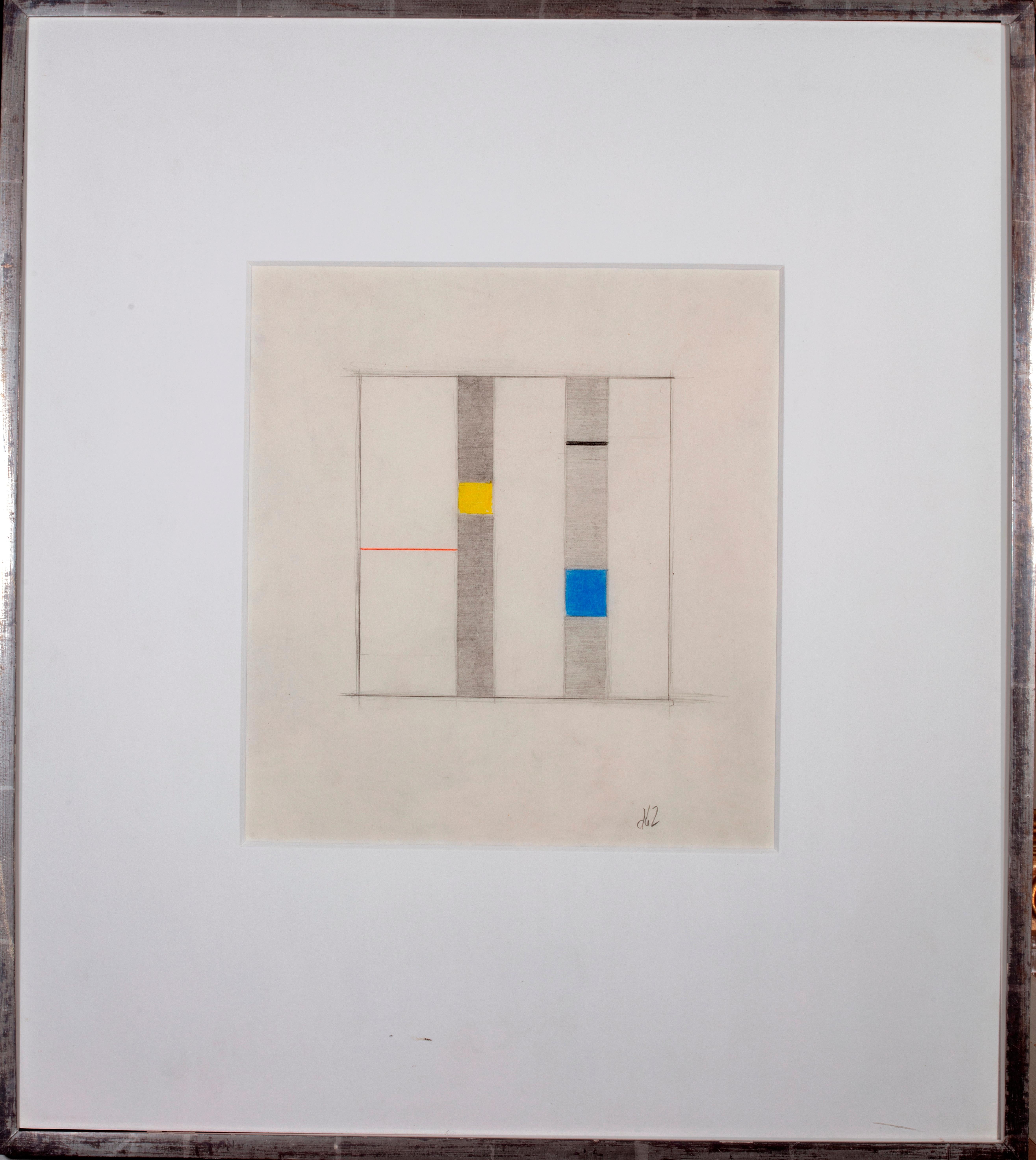 Burgoyne Diller Abstract Drawing – "Blaues und gelbes Quadrat"
